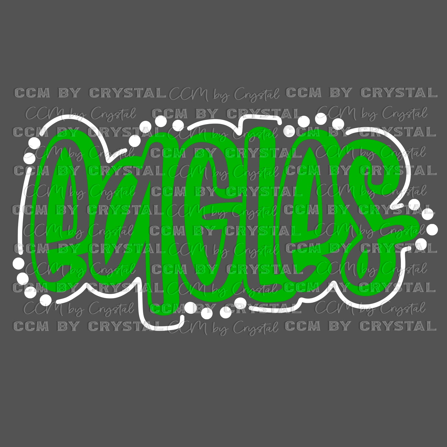Eagles Green Doodle Mascot Ready to Press Transfer DTF Transfer Sublimation Transfer