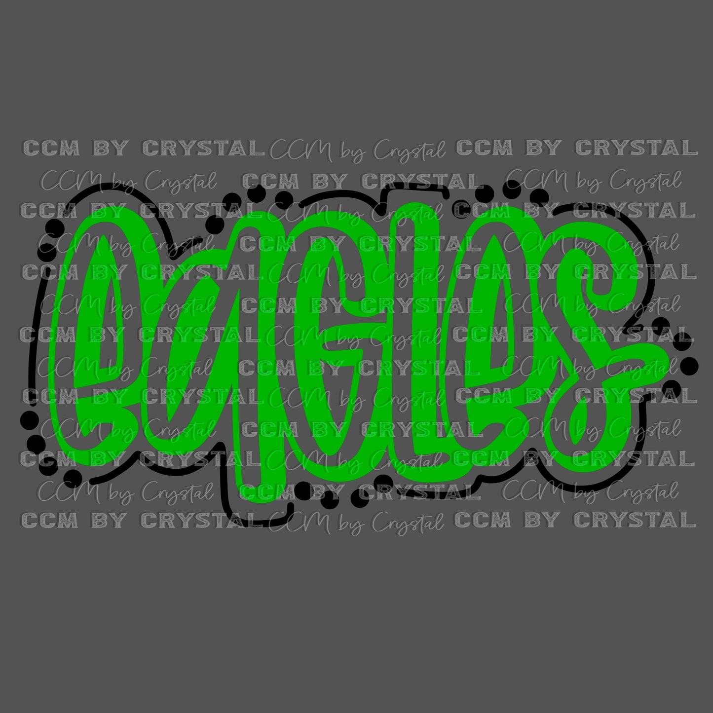 Eagles Green Doodle Mascot Ready to Press Transfer DTF Transfer Sublimation Transfer