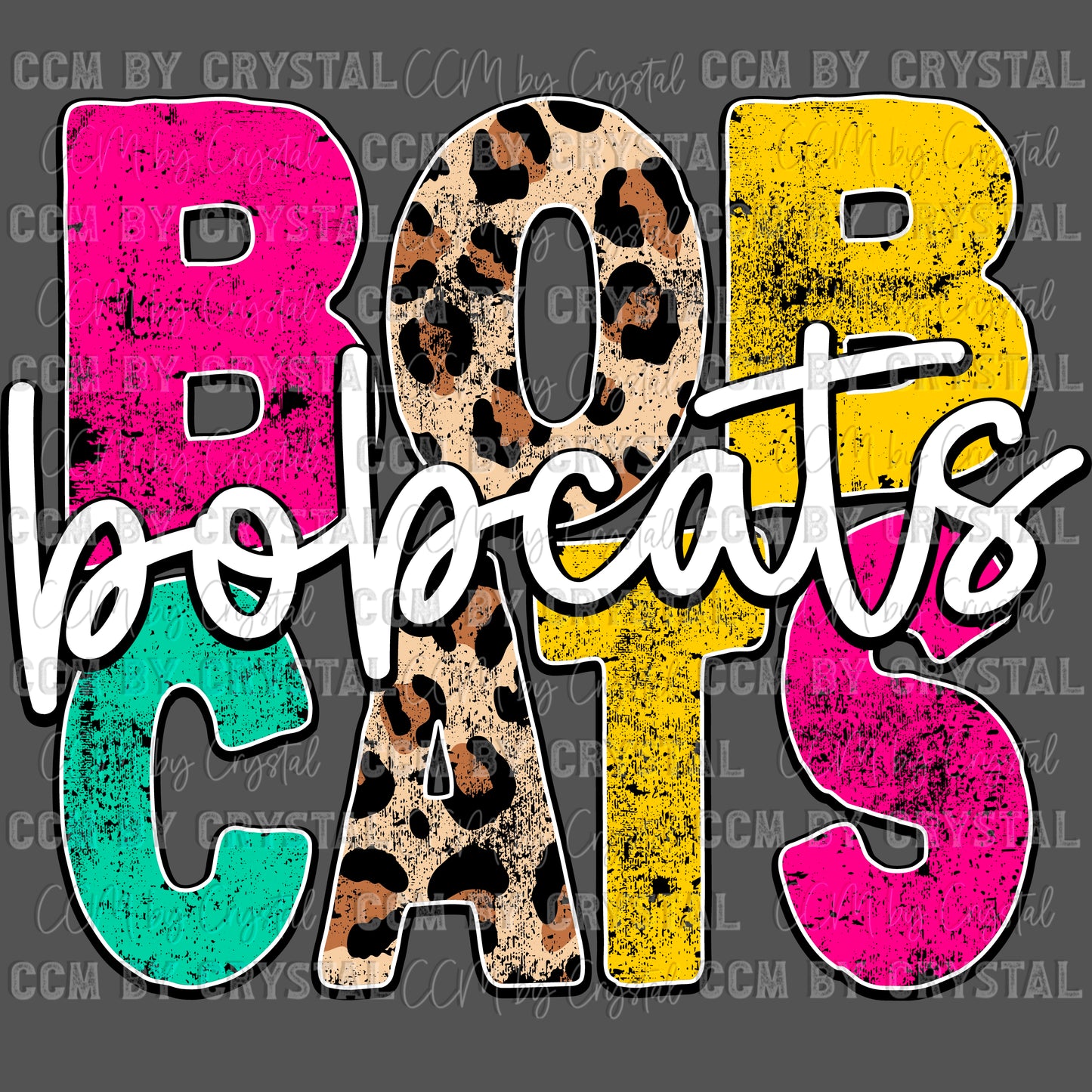Bobcats Colorful Leopard Mascot Ready to Press Transfer DTF Transfer Sublimation Transfer