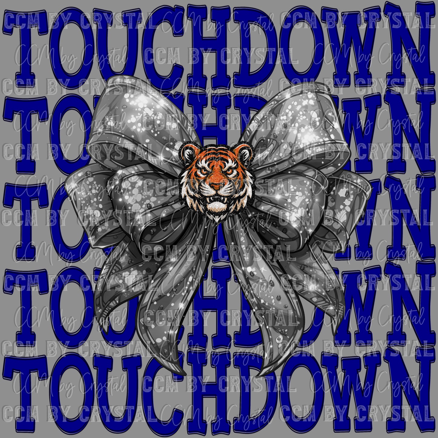 Touchdown Tiger Bow Coquette Bow Ready to Press Transfer DTF Transfer Sublimation Transfer