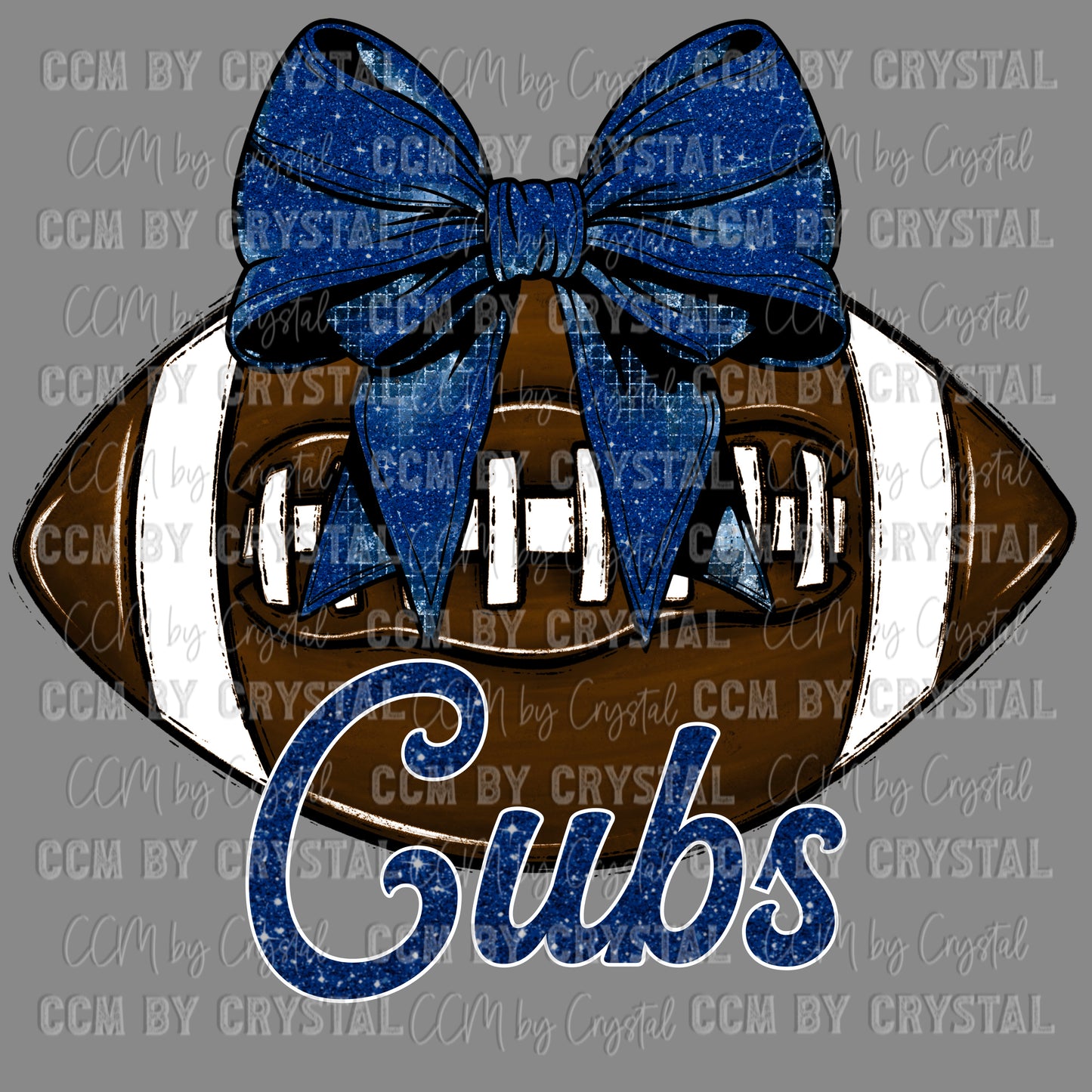 Cubs Football with Bow Coquette Bow Ready to Press Transfer DTF Transfer Sublimation Transfer