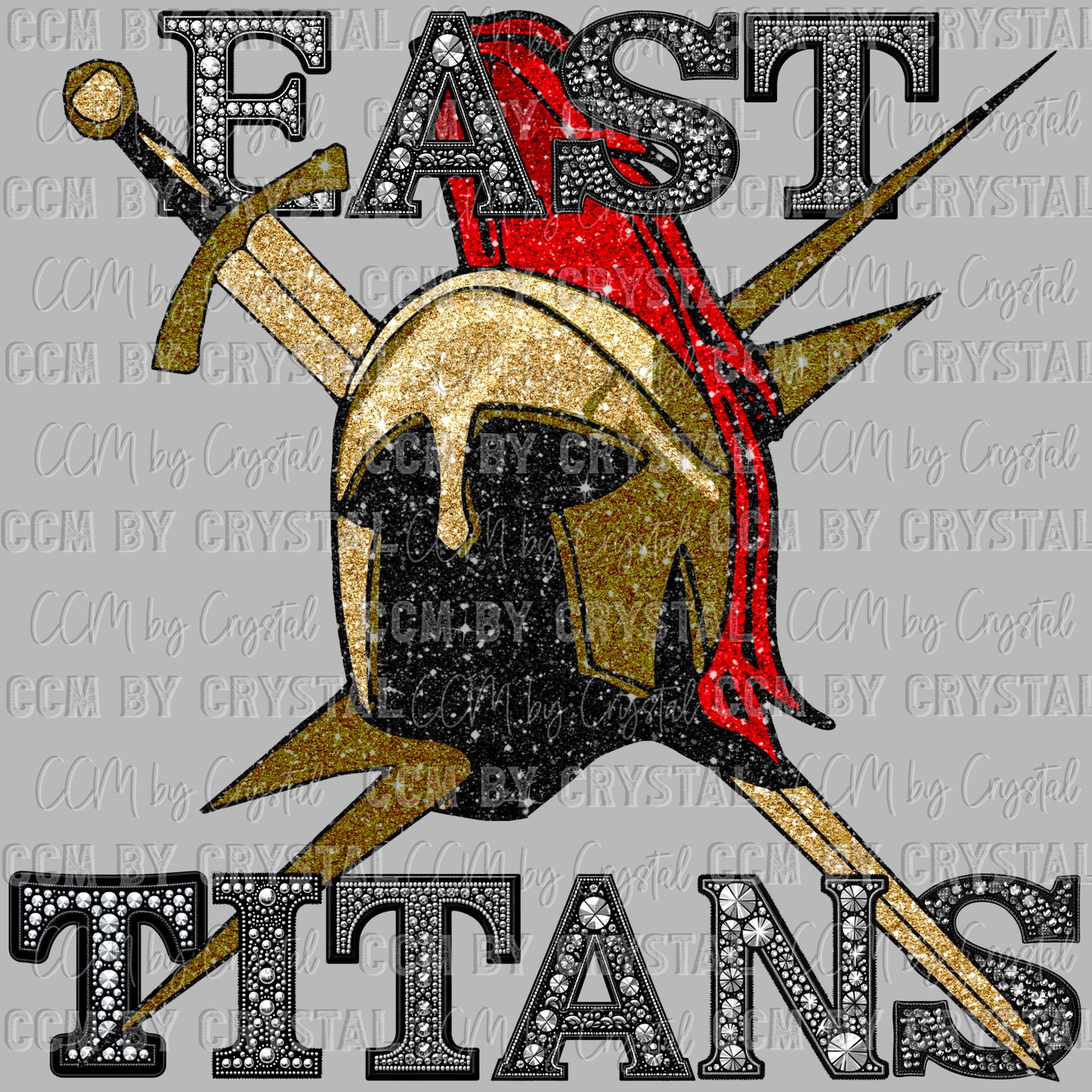 Victoria East Titans Faux Glitter Ready to Press Transfer DTF Transfer Sublimation Transfer