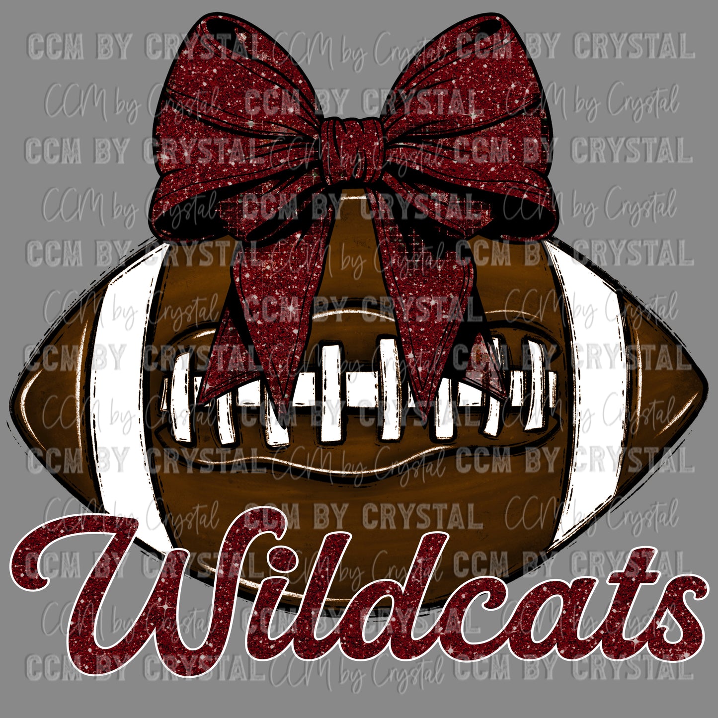 Wildcats Football with Bow Coquette Bow PNG Digital File ONLY