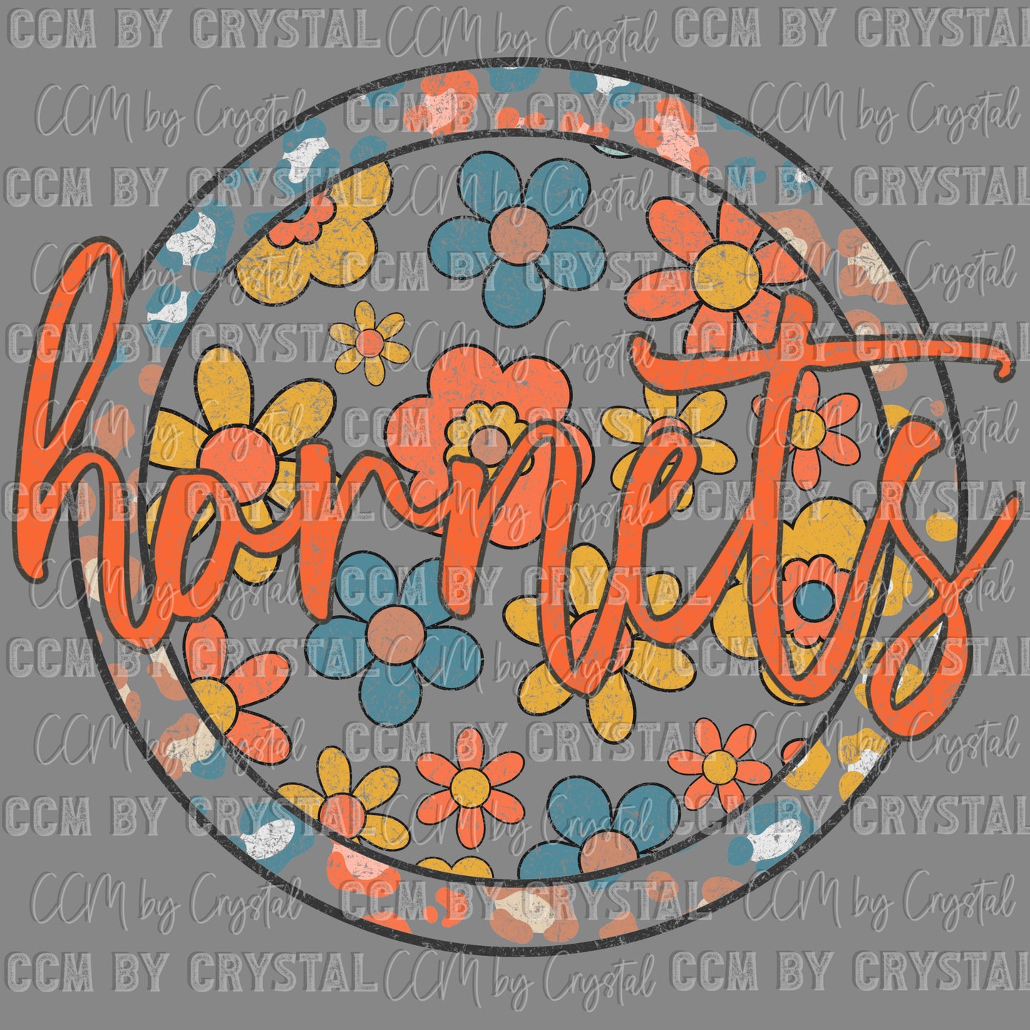 Hornets Boho Floral Ready to Press Transfer DTF Transfer Sublimation Transfer