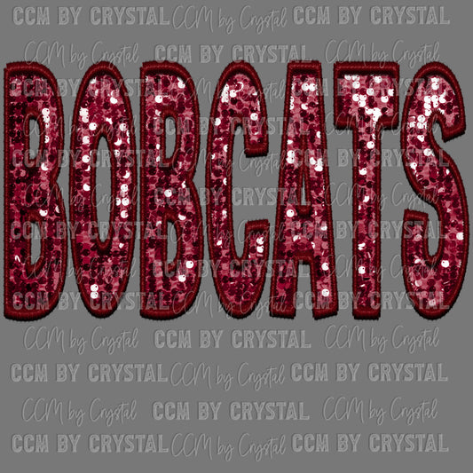 Bobcats Faux Sequins Faux Embroidery Ready to Press Transfer DTF Transfer Sublimation Transfer