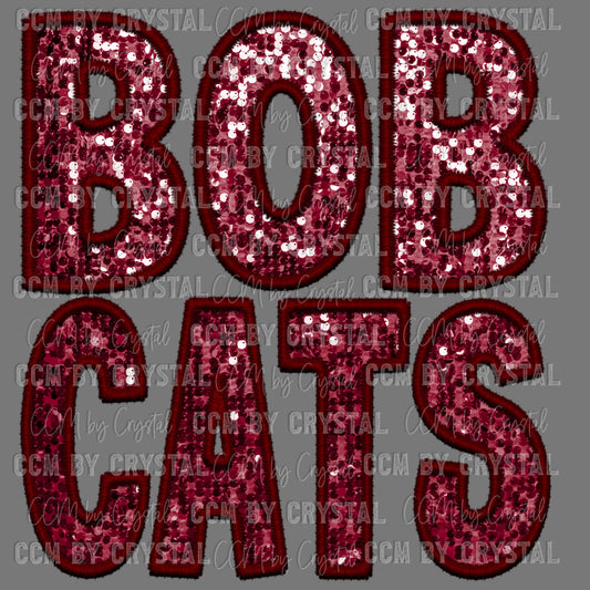 Bobcats Faux Sequins Faux Embroidery Ready to Press Transfer DTF Transfer Sublimation Transfer
