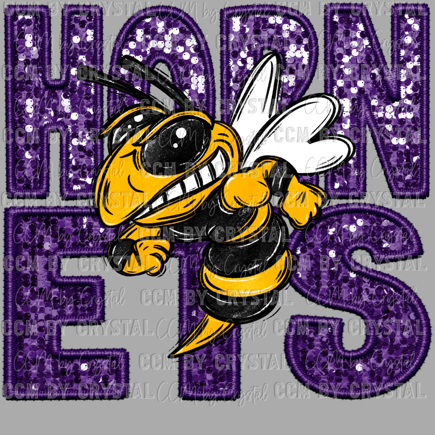 Hornets Faux Sequins Faux Embroidery Ready to Press Transfer DTF Transfer Sublimation Transfer
