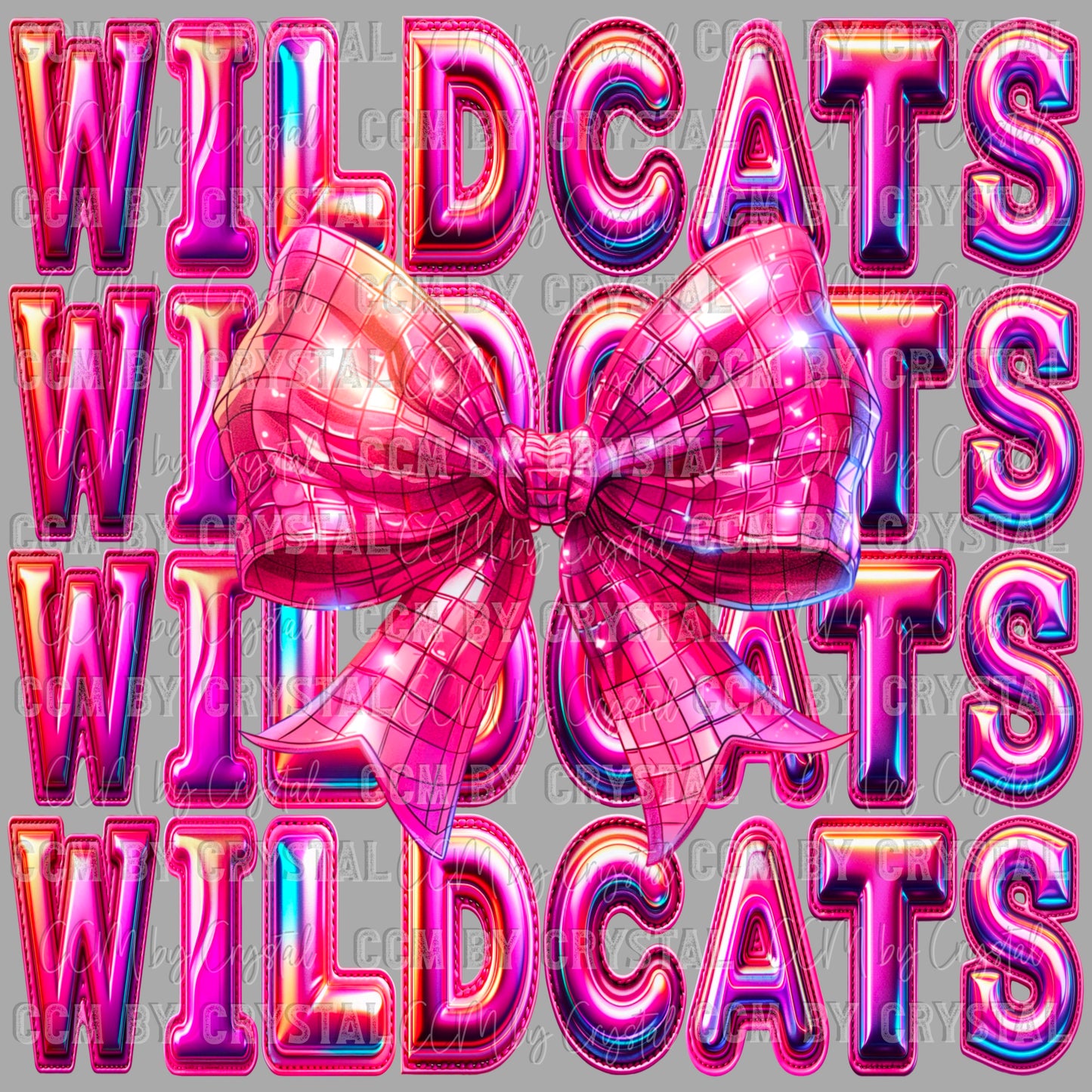 Wildcats Bow Holographic Coquette Bow Pink PNG Digital File ONLY
