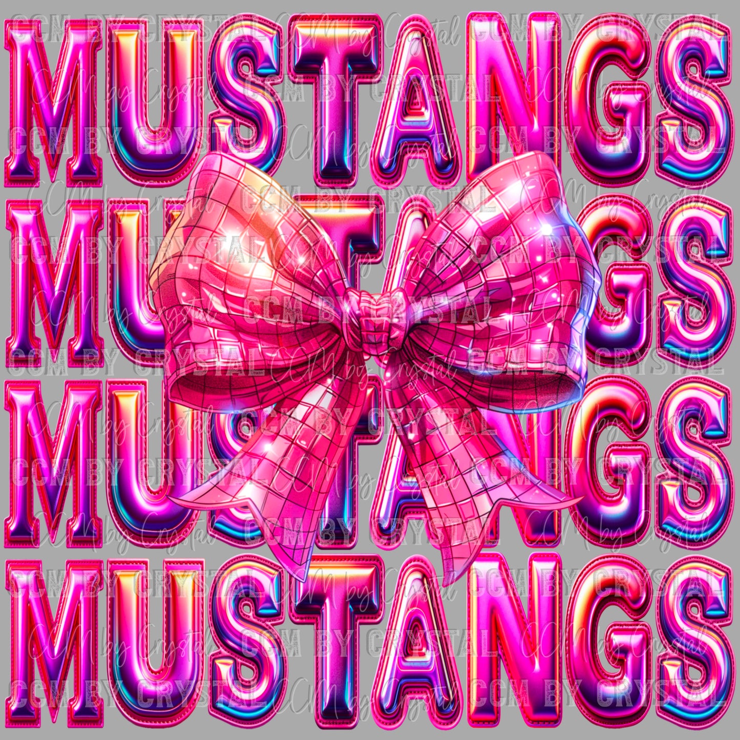 Mustangs Bow Coquette Holographic Pink Ready to Press Transfer DTF Transfer Sublimation Transfer