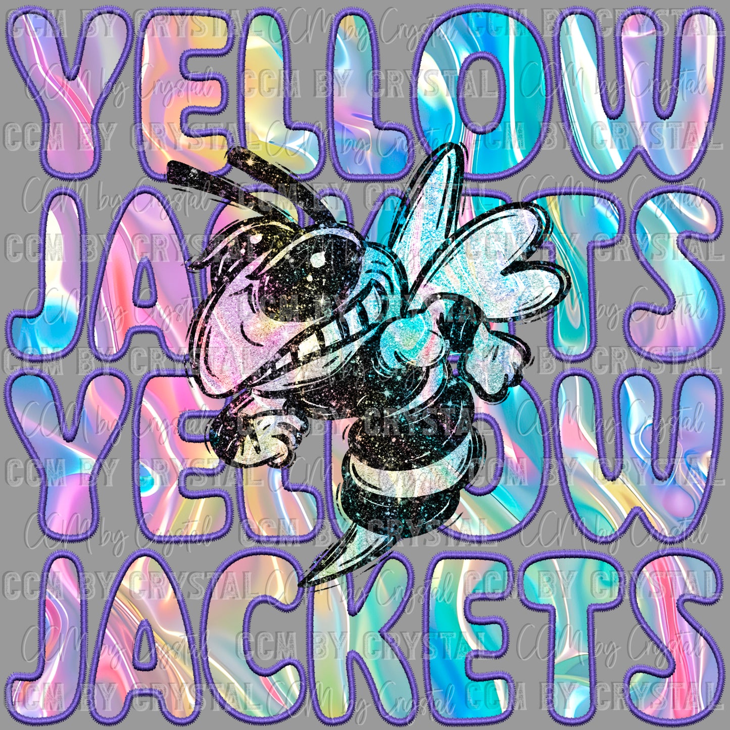 Yellow Jackets Mascot Holographic Ready to Press Transfer DTF Transfer Sublimation Transfer