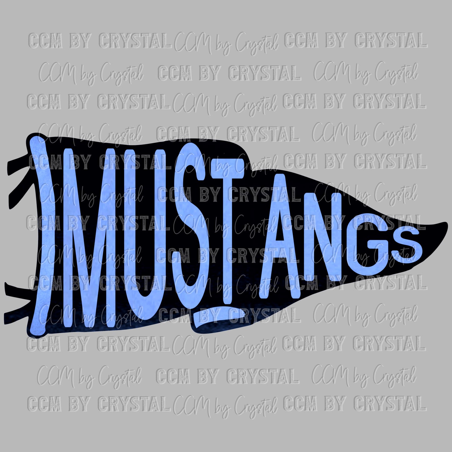Mustangs Pennant Mascot Ready to Press Transfer DTF Transfer Sublimation Transfer