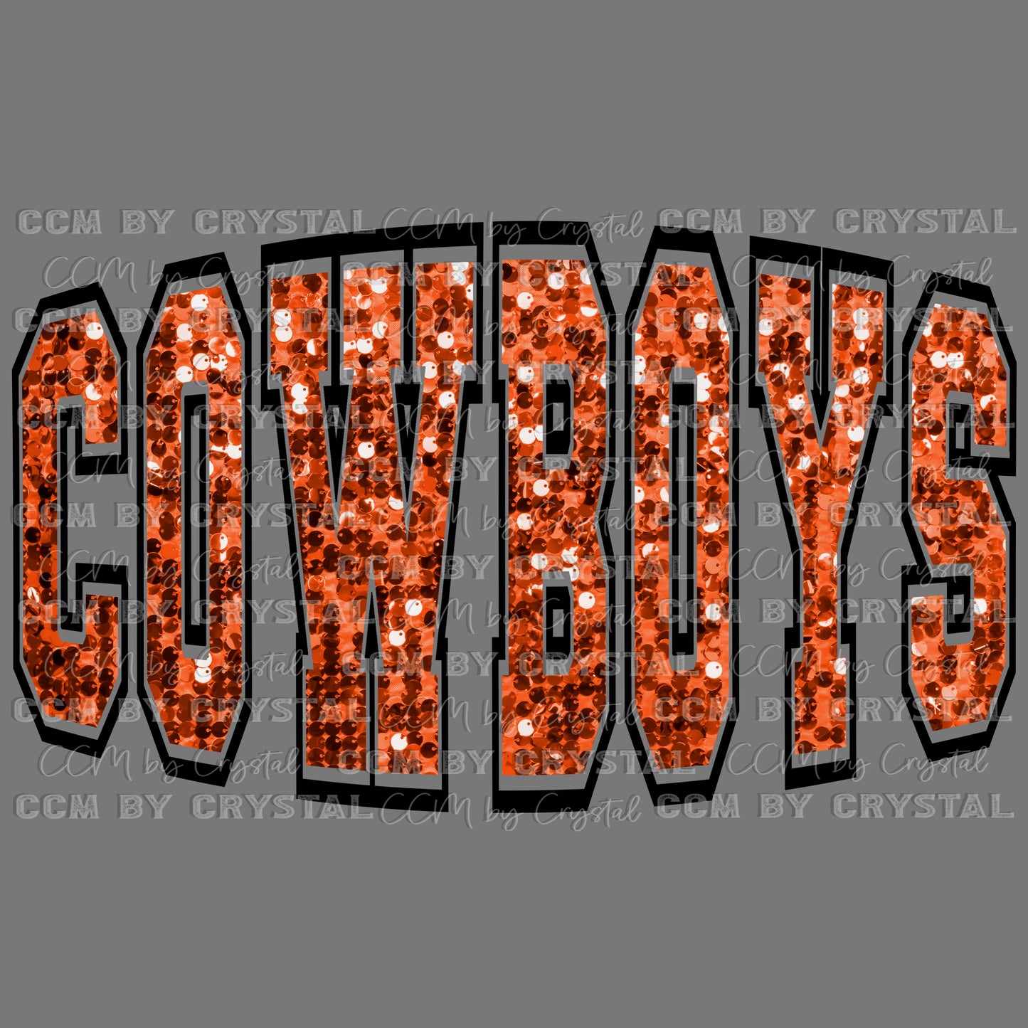 Cowboys Orange Mascot Faux Sequins PNG Digital File ONLY