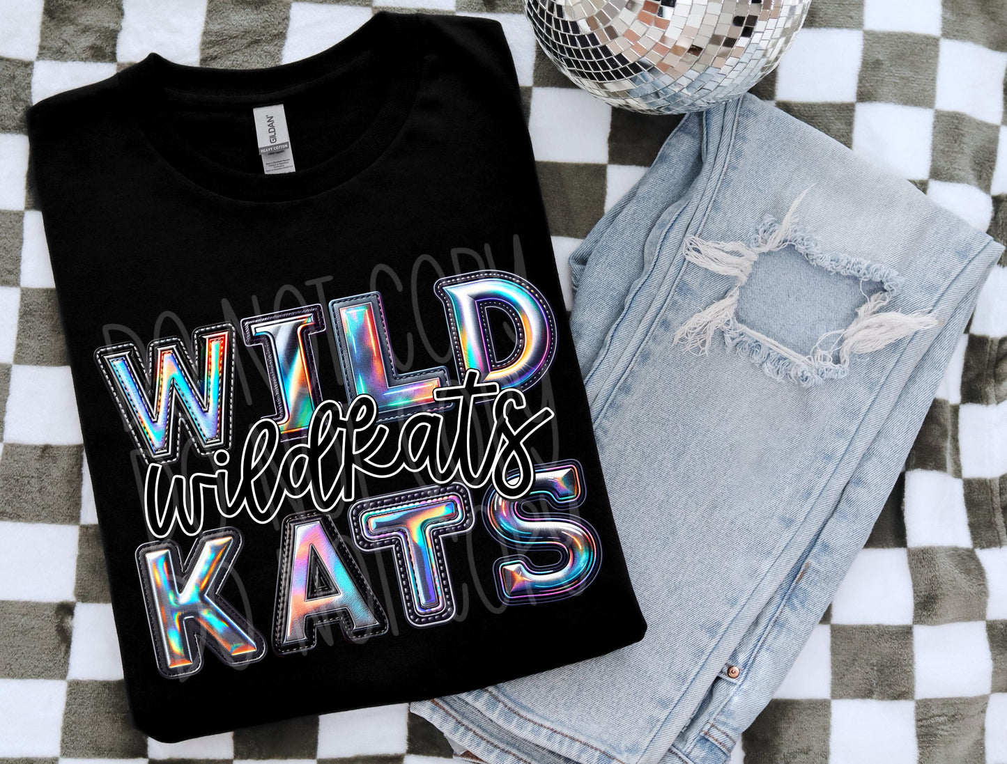 Wildkats Mascot Iridescent Effect Ready to Press Transfer DTF Transfer Sublimation Transfer