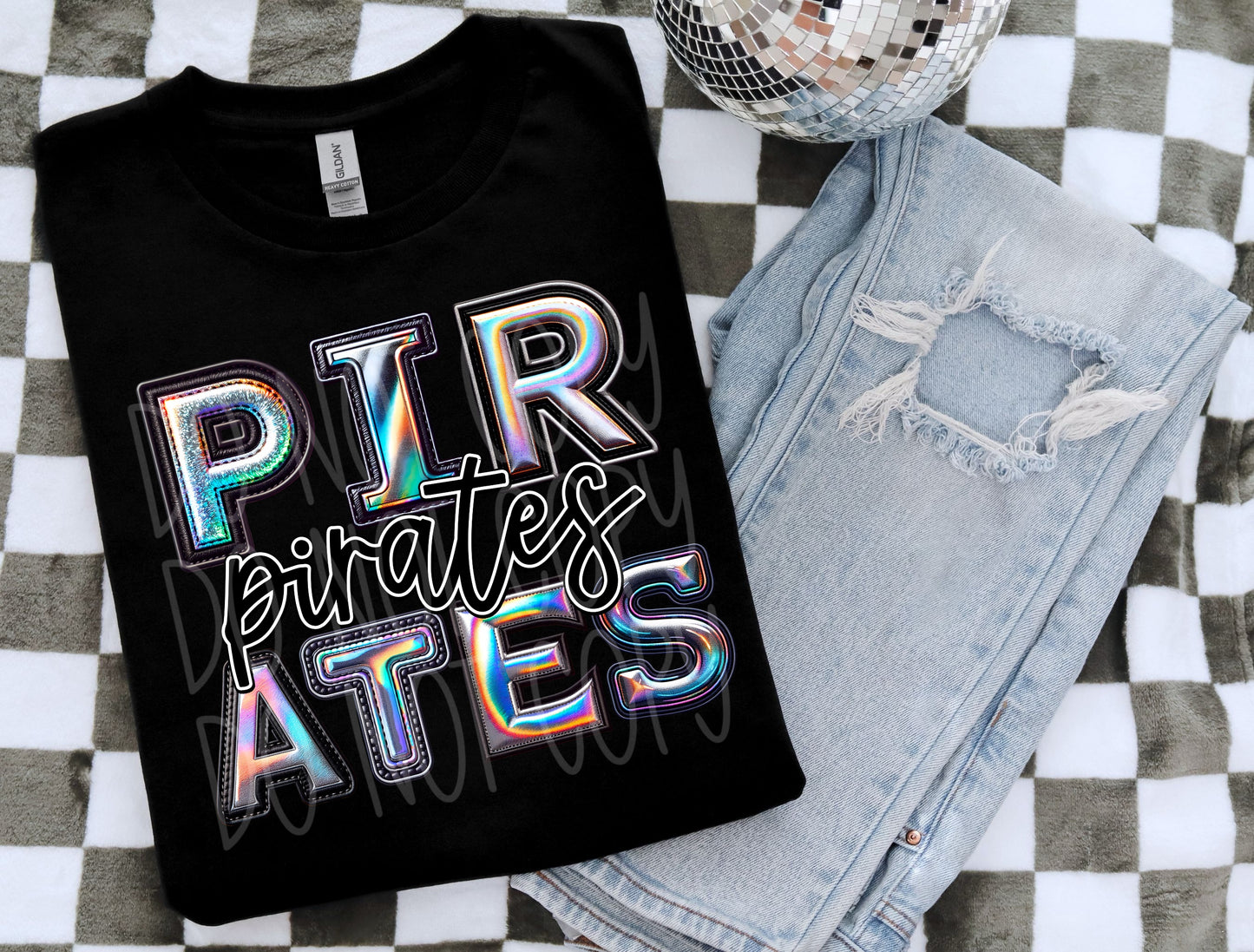 Pirates Mascot Iridescent Effect Ready to Press Transfer DTF Transfer Sublimation Transfer