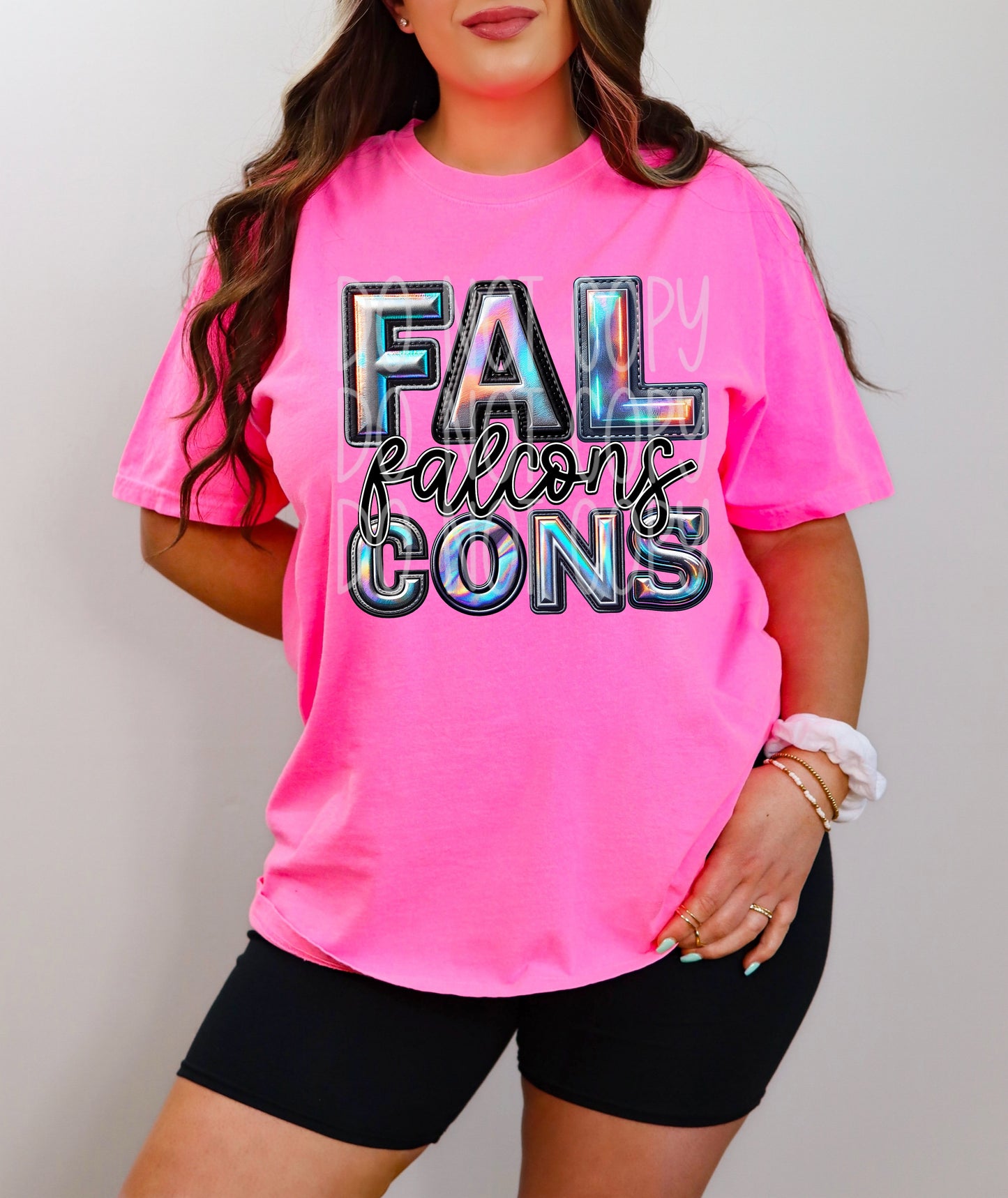 Falcons Mascot Iridescent Effect Ready to Press Transfer DTF Transfer Sublimation Transfer