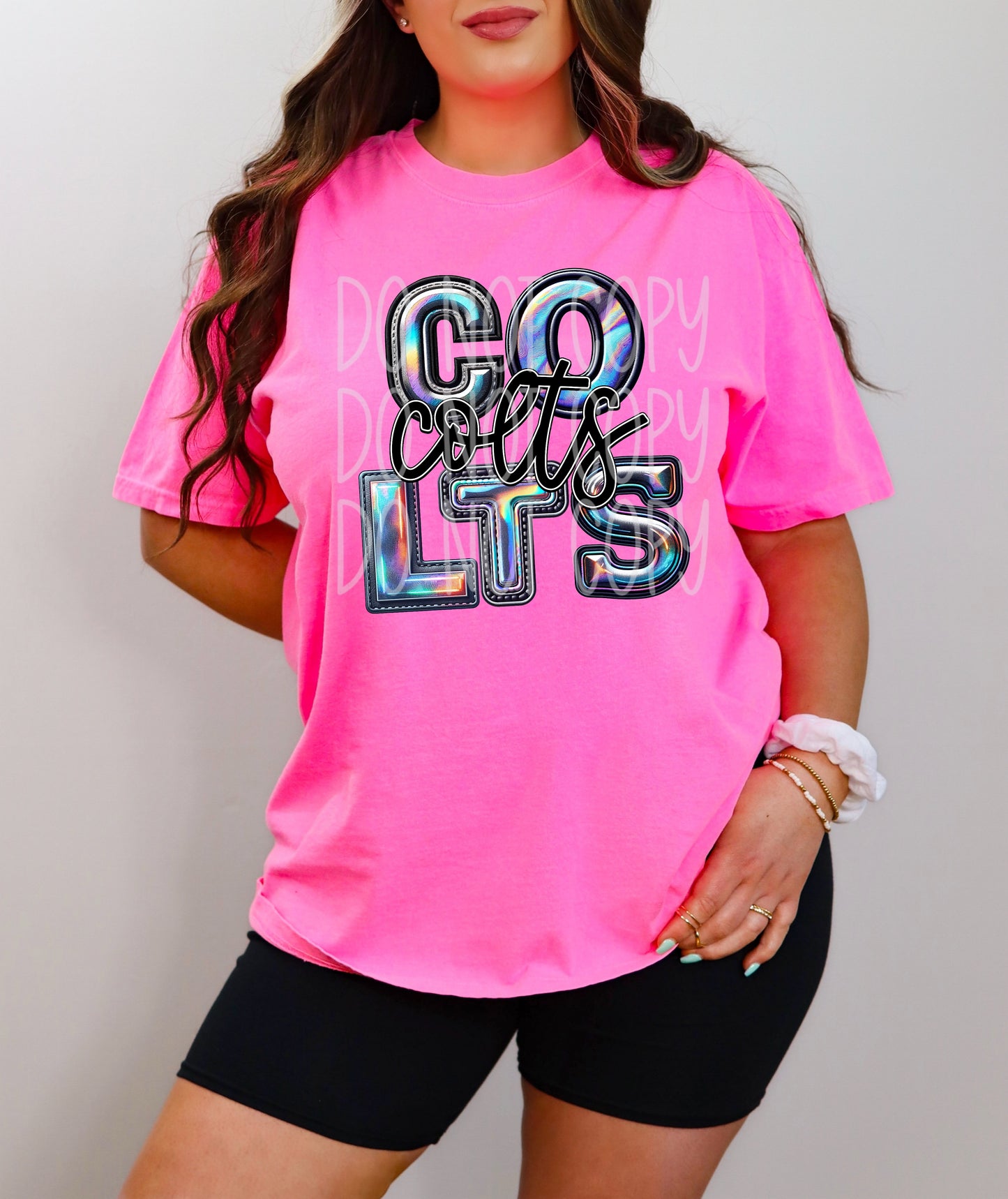 Colts Mascot Iridescent Effect Ready to Press Transfer DTF Transfer Sublimation Transfer