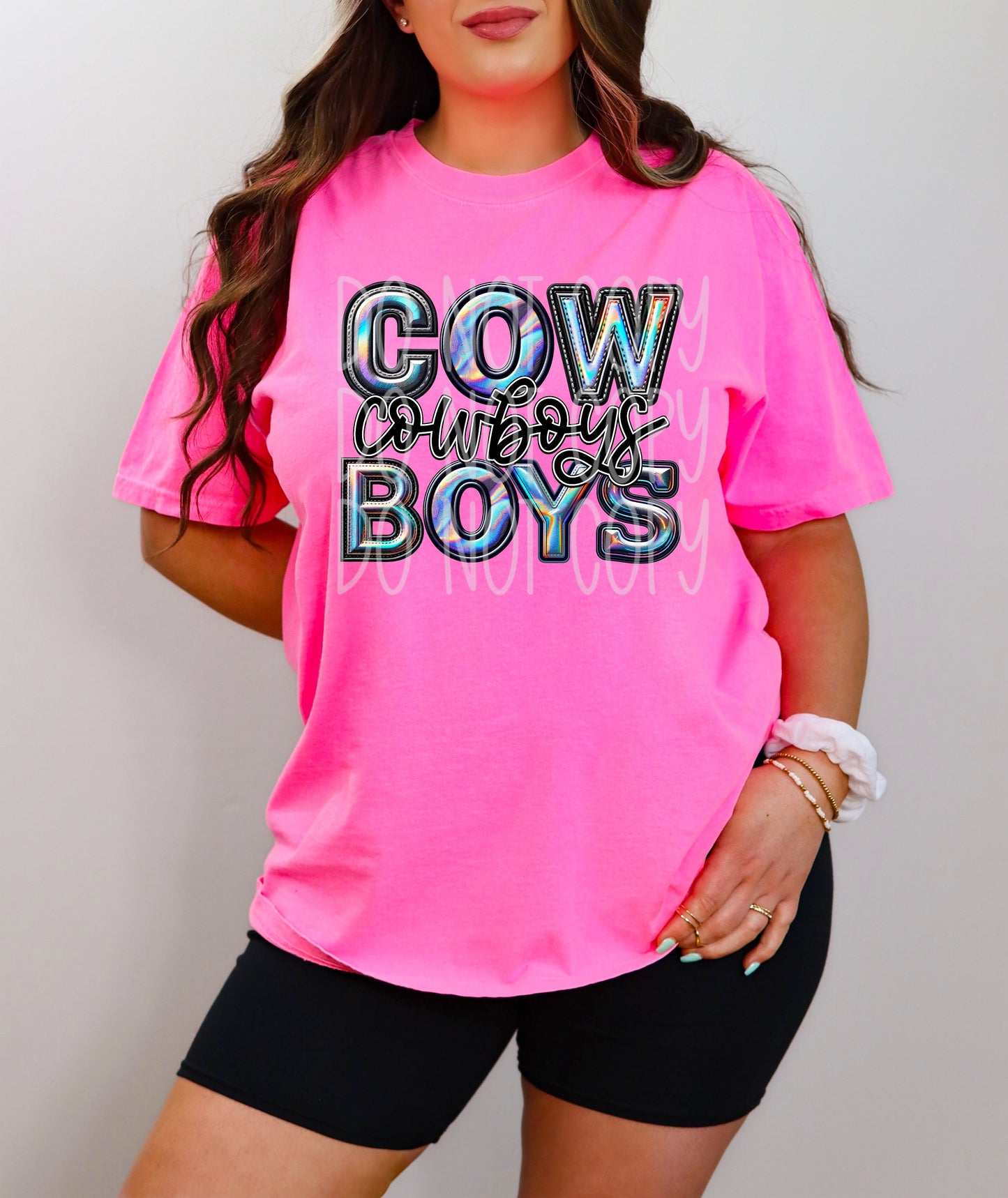 Cowboys Mascot Iridescent Effect Ready to Press Transfer DTF Transfer Sublimation Transfer