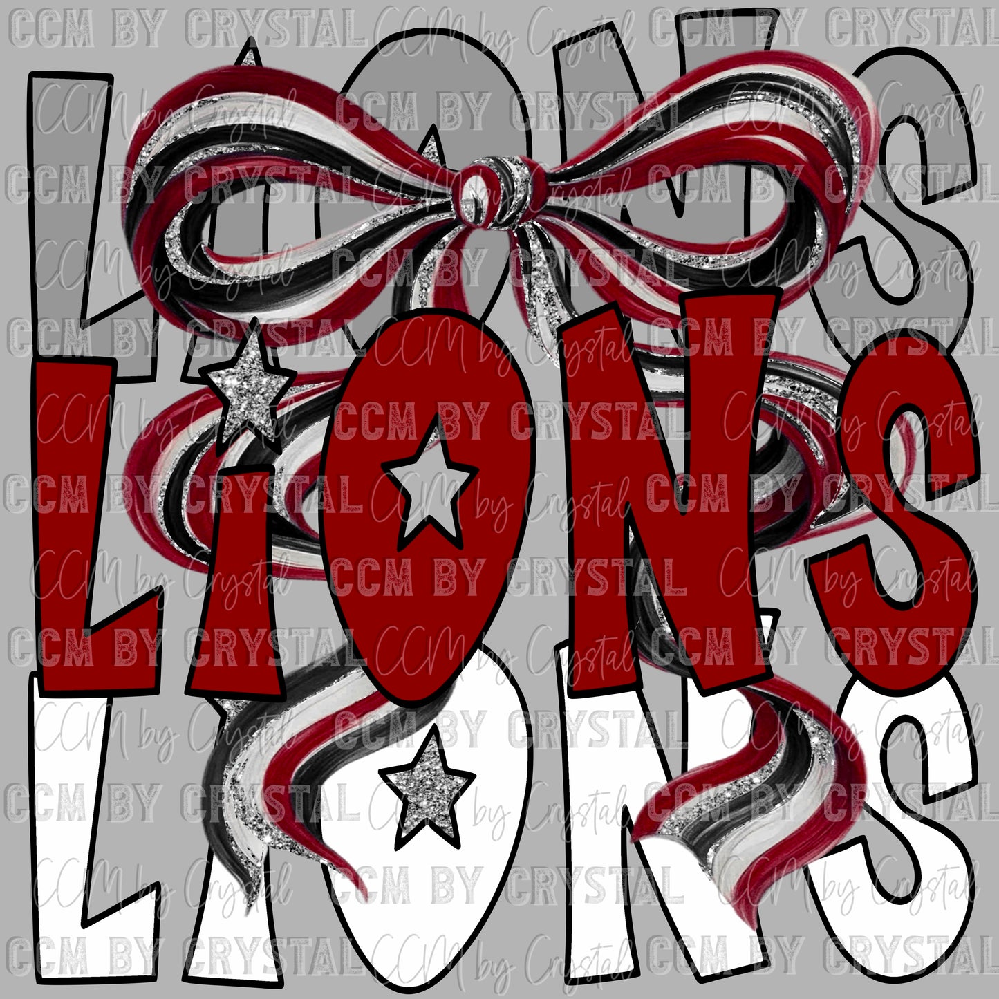 Lions Bow Mascot Ready to Press Transfer DTF Transfer Sublimation Transfer