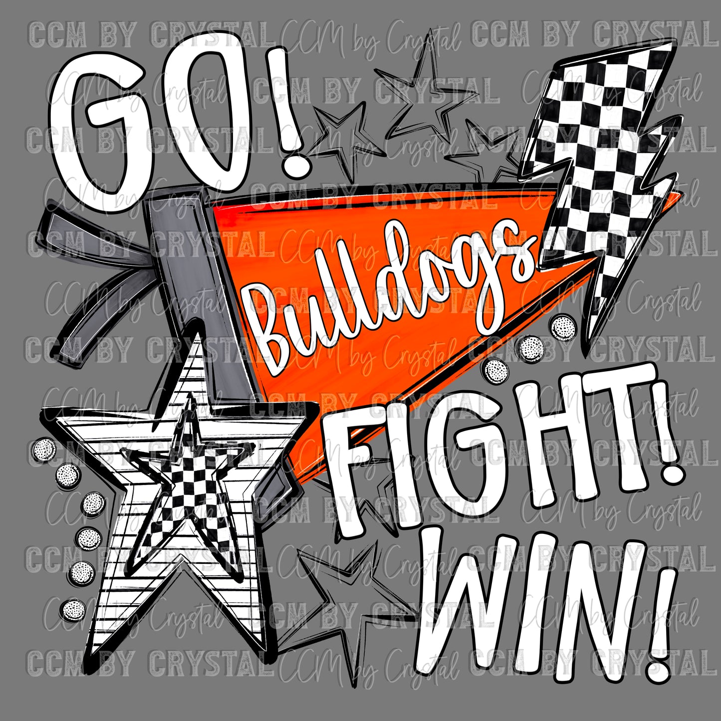 Go Fight Win Bulldogs Mascot Ready to Press Transfer DTF Transfer