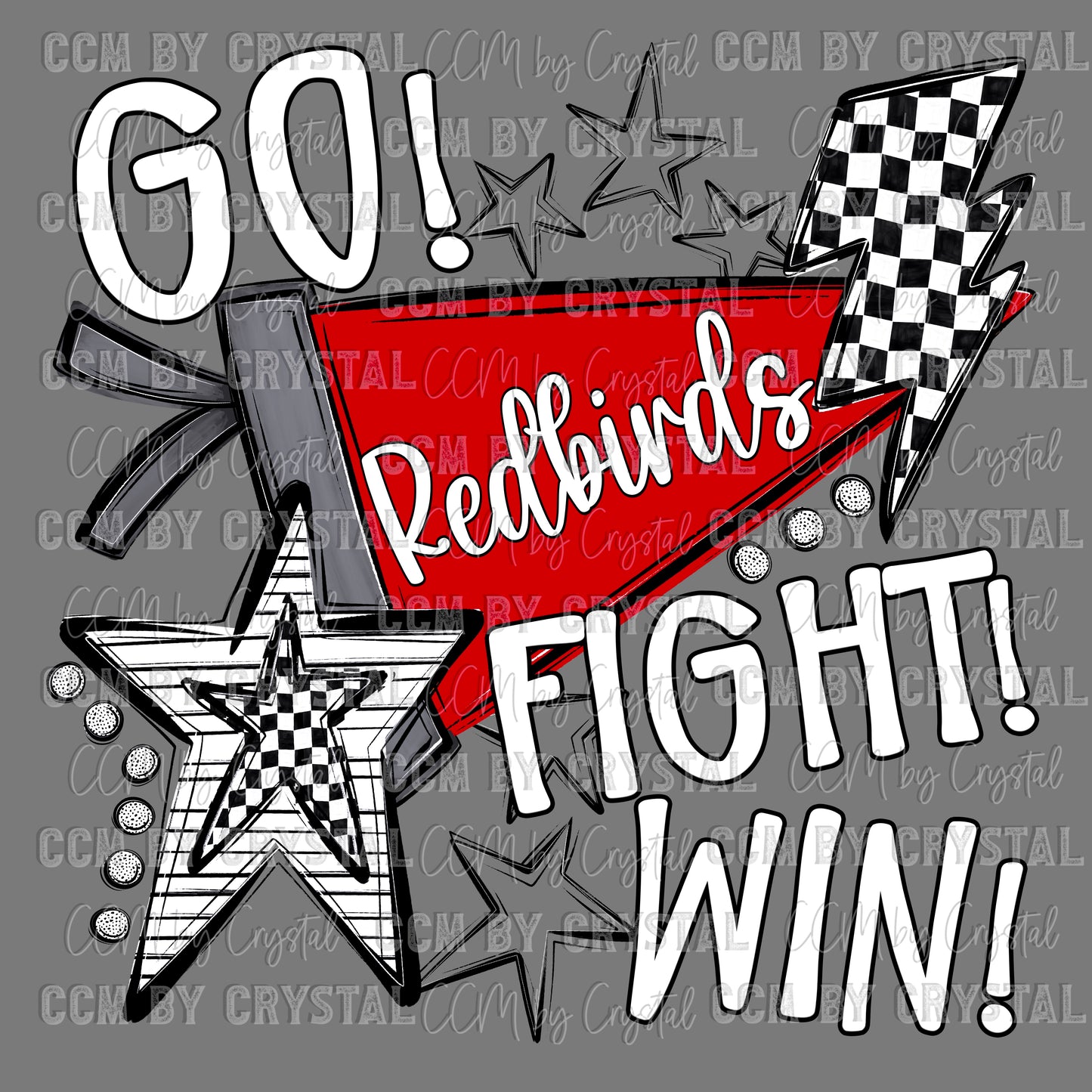 Go Fight Win Redbirds Mascot Ready to Press Transfer DTF Transfer