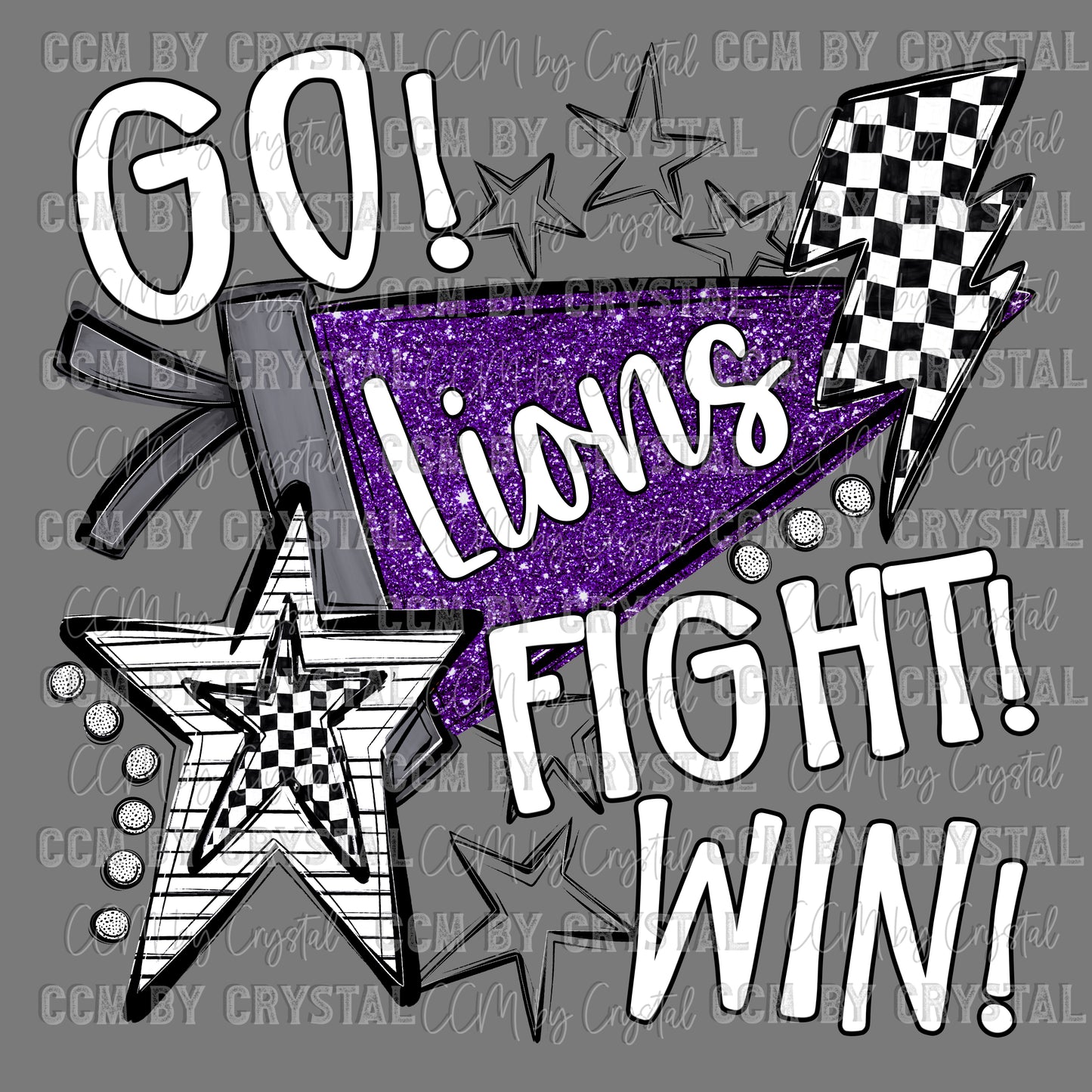 Go Fight Win Lions Mascot Ready to Press Transfer DTF Transfer