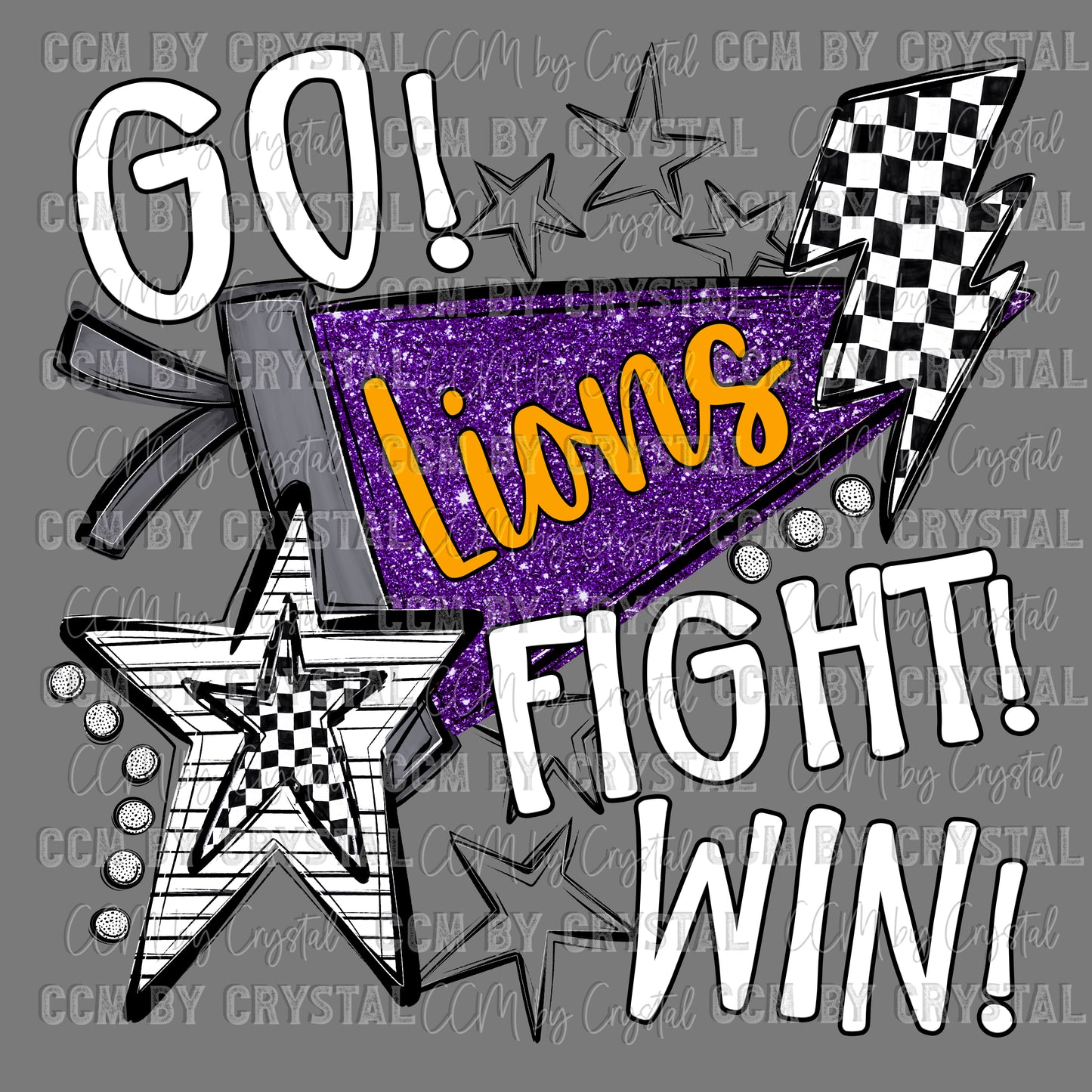 Go Fight Win Lions Mascot Ready to Press Transfer DTF Transfer