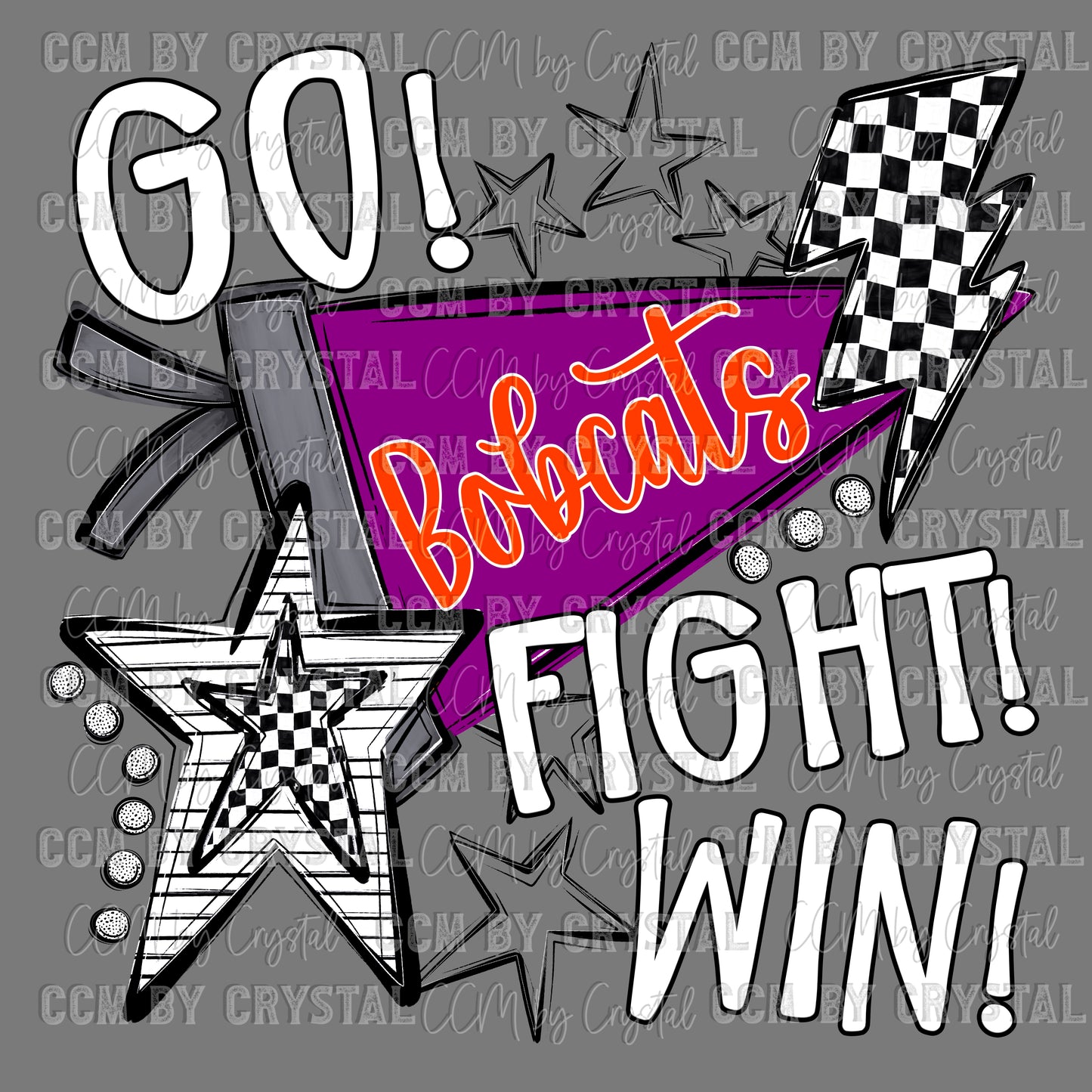 Go Fight Win Bobcats Mascot Ready to Press Transfer DTF Transfer