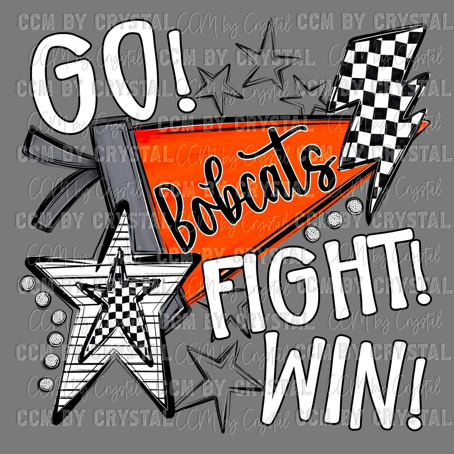 Go Fight Win Bobcats Mascot Ready to Press Transfer DTF Transfer
