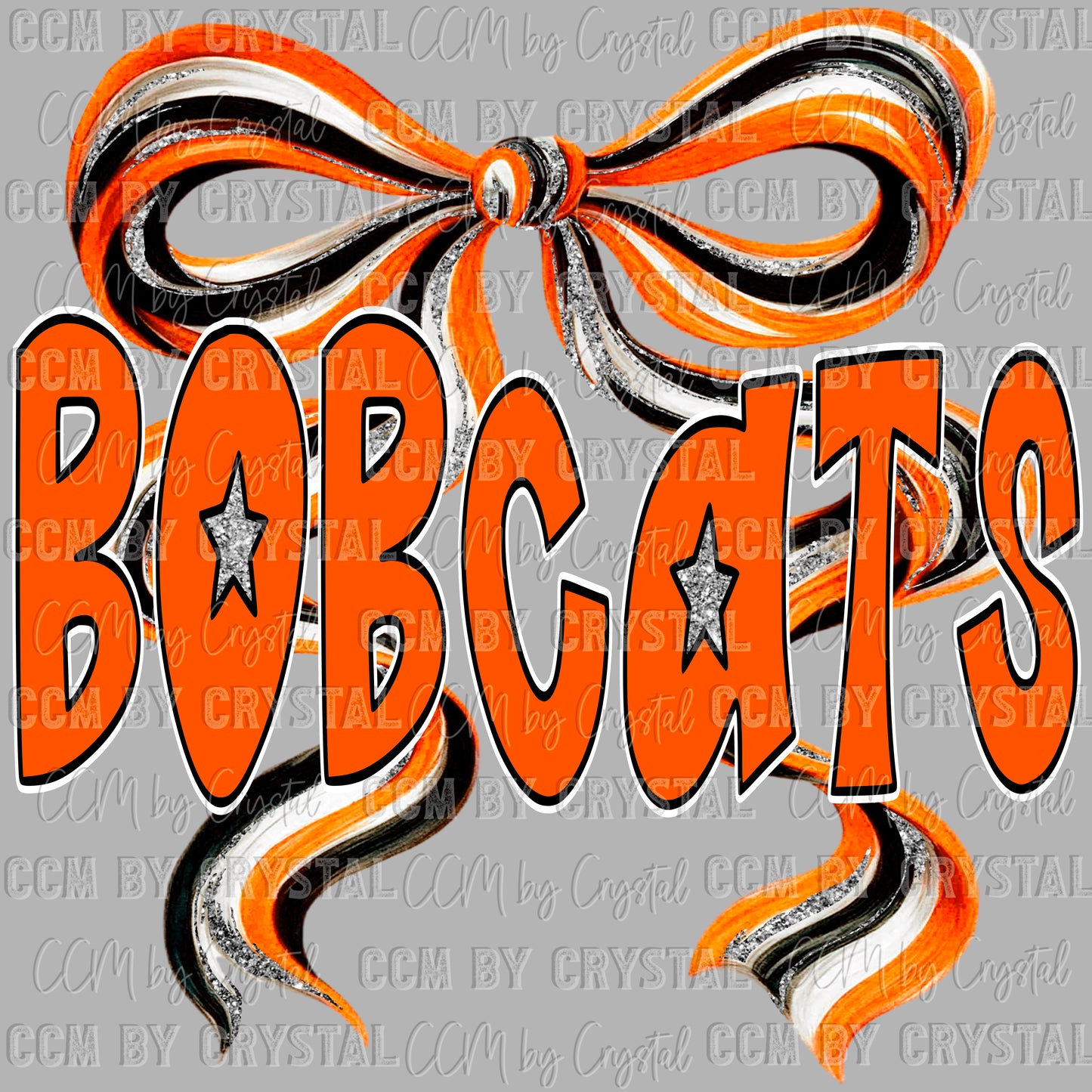 Bobcats Long Tail Bow Mascot Ready to Press Transfer DTF Transfer