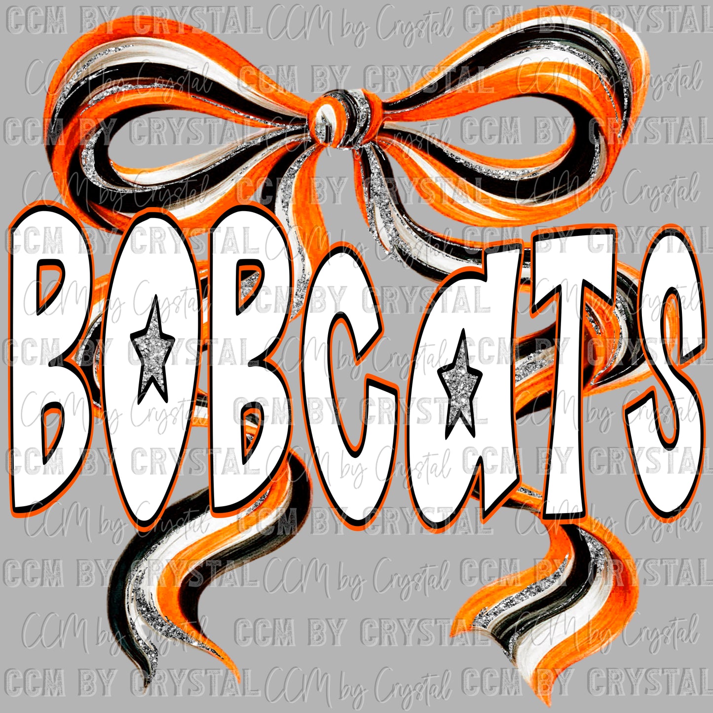 Bobcats Long Tail Bow Mascot Ready to Press Transfer DTF Transfer
