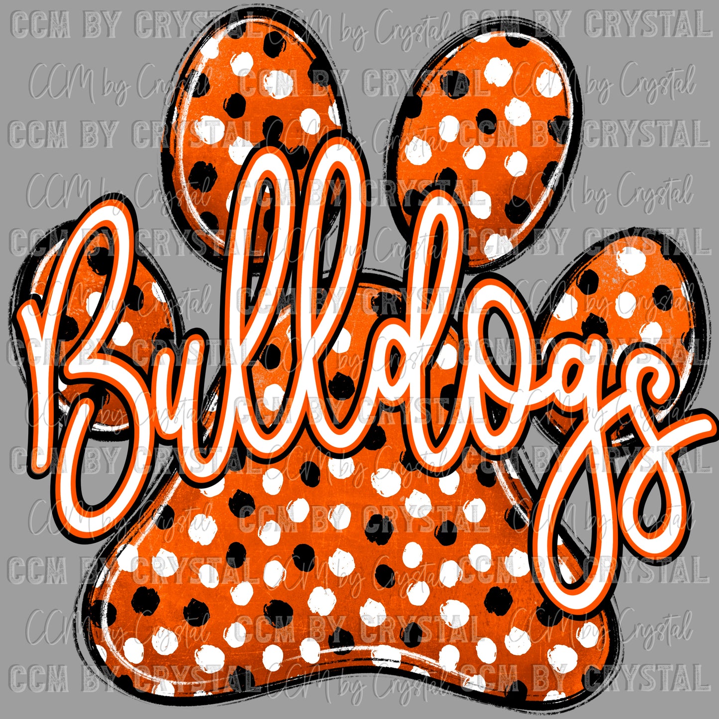 Bulldogs paw orange Mascot Ready to Press Transfer DTF Transfer Sublimation Transfer