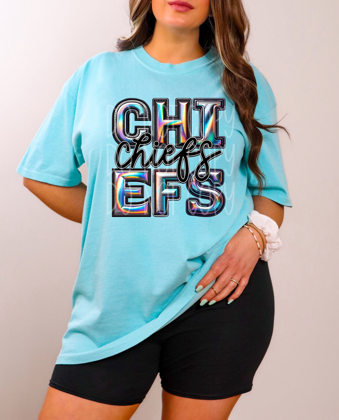 Chiefs Mascot Iridescent Effect Ready to Press Transfer DTF Transfer Sublimation Transfer