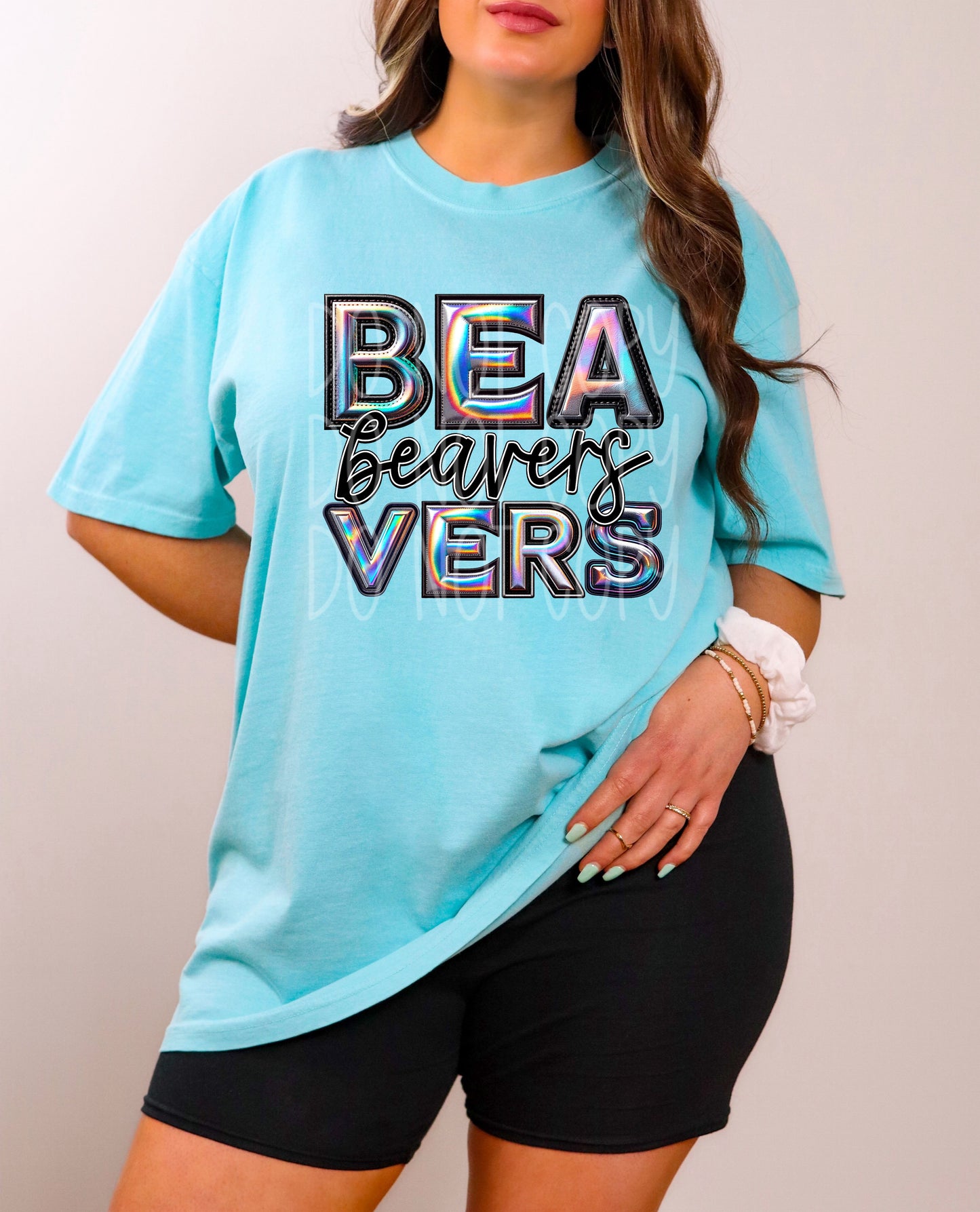Beavers Mascot Iridescent Effect Ready to Press Transfer DTF Transfer Sublimation Transfer