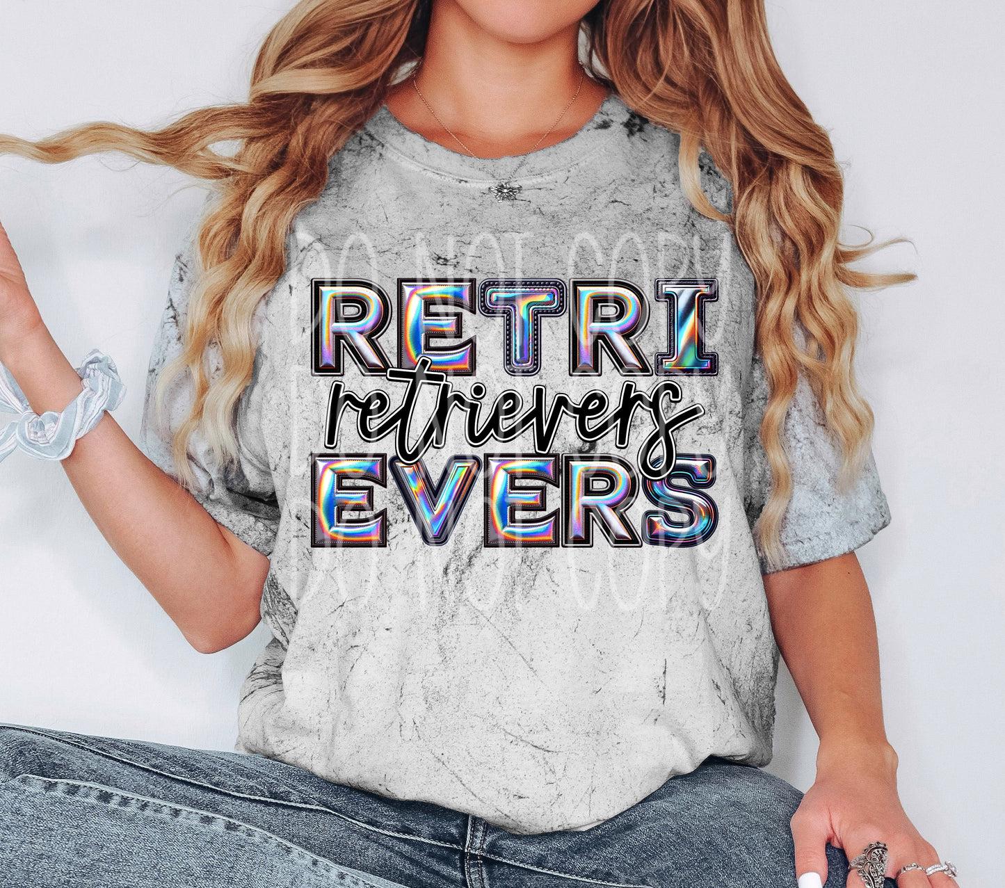 Retrievers Mascot Iridescent Effect Ready to Press Transfer DTF Transfer Sublimation Transfer