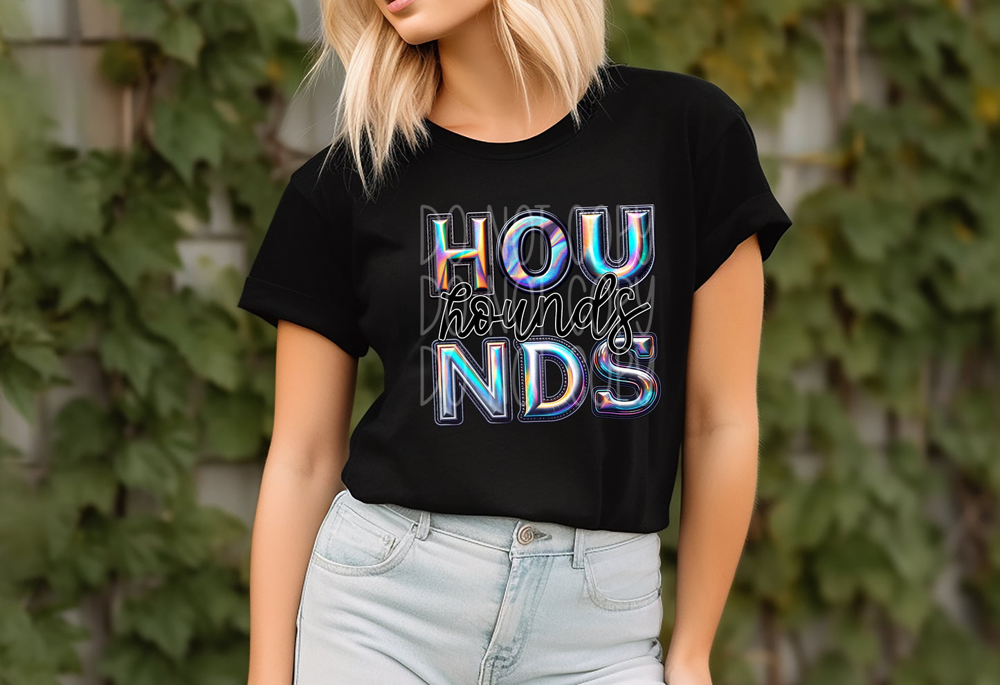 Hounds Mascot Iridescent Effect Ready to Press Transfer DTF Transfer Sublimation Transfer