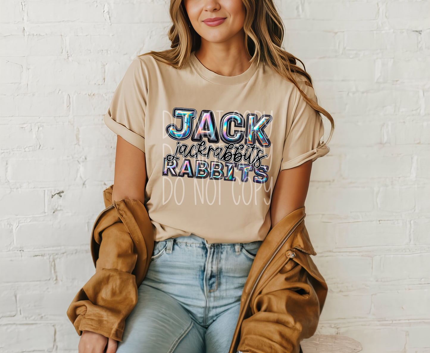 Jackrabbits Mascot Iridescent Effect Ready to Press Transfer DTF Transfer Sublimation Transfer