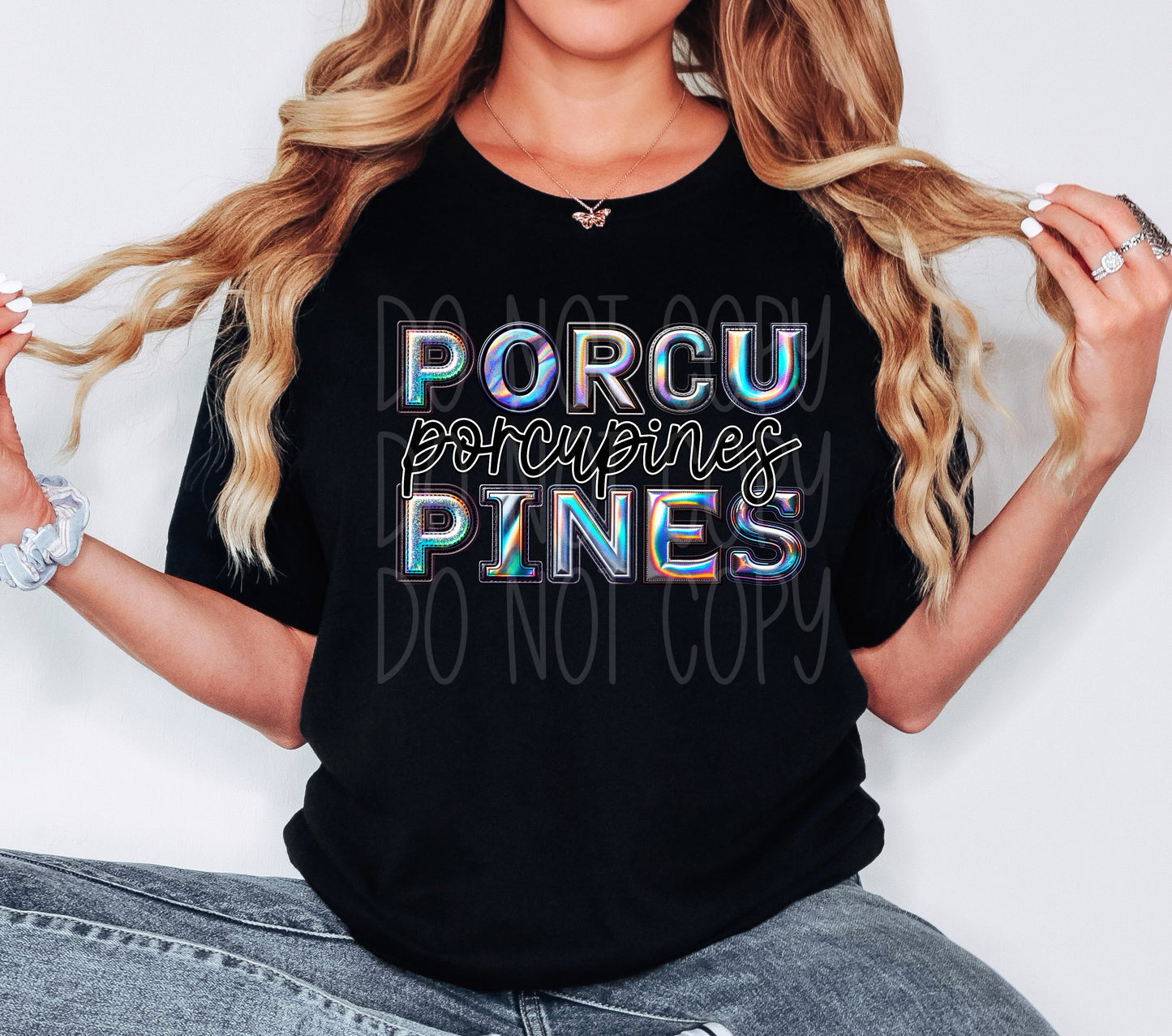 Porcupines Mascot Iridescent Effect Ready to Press Transfer DTF Transfer Sublimation Transfer