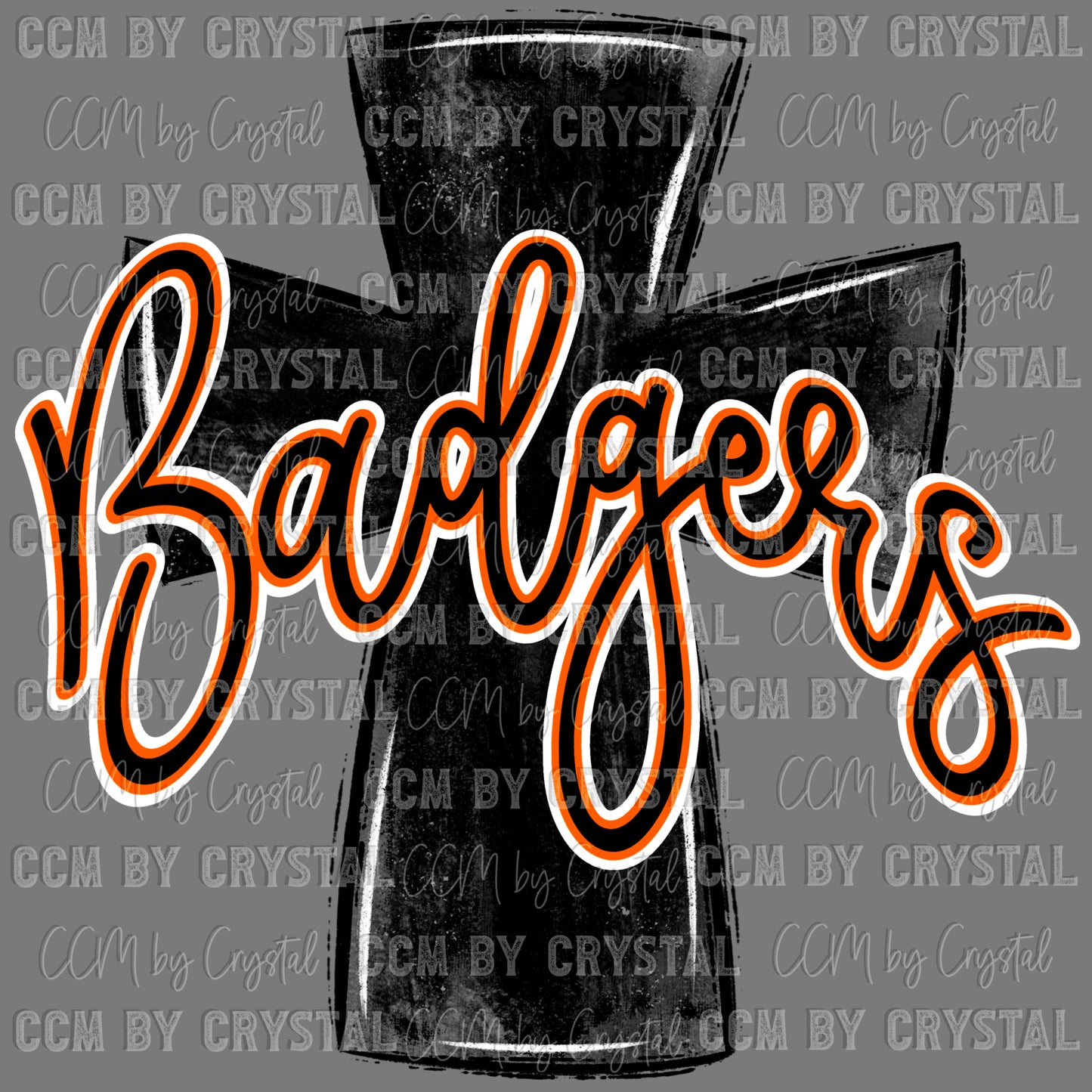 Badgers Cross Orange and Black Mascot Ready to Press Transfer DTF Transfer Sublimation Transfer