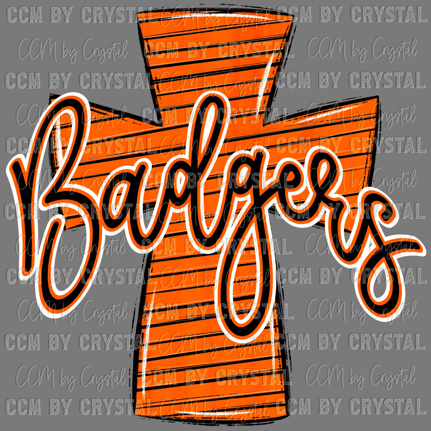 Badgers Cross Orange and Black Mascot Ready to Press Transfer DTF Transfer Sublimation Transfer