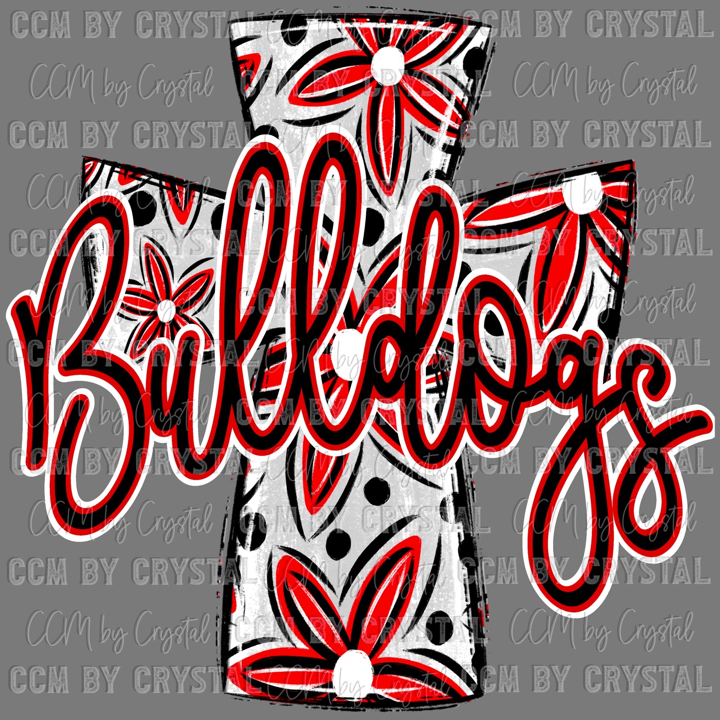 Bulldogs Cross red Mascot Ready to Press Transfer DTF Transfer Sublimation Transfer