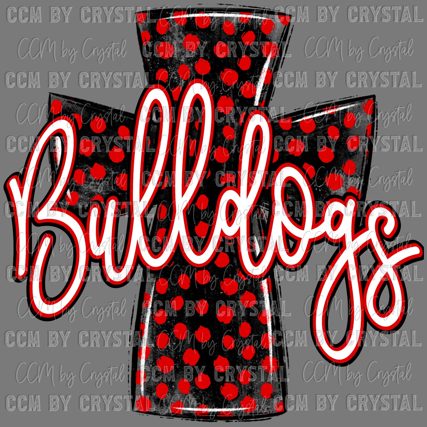 Bulldogs Cross red Mascot Ready to Press Transfer DTF Transfer Sublimation Transfer
