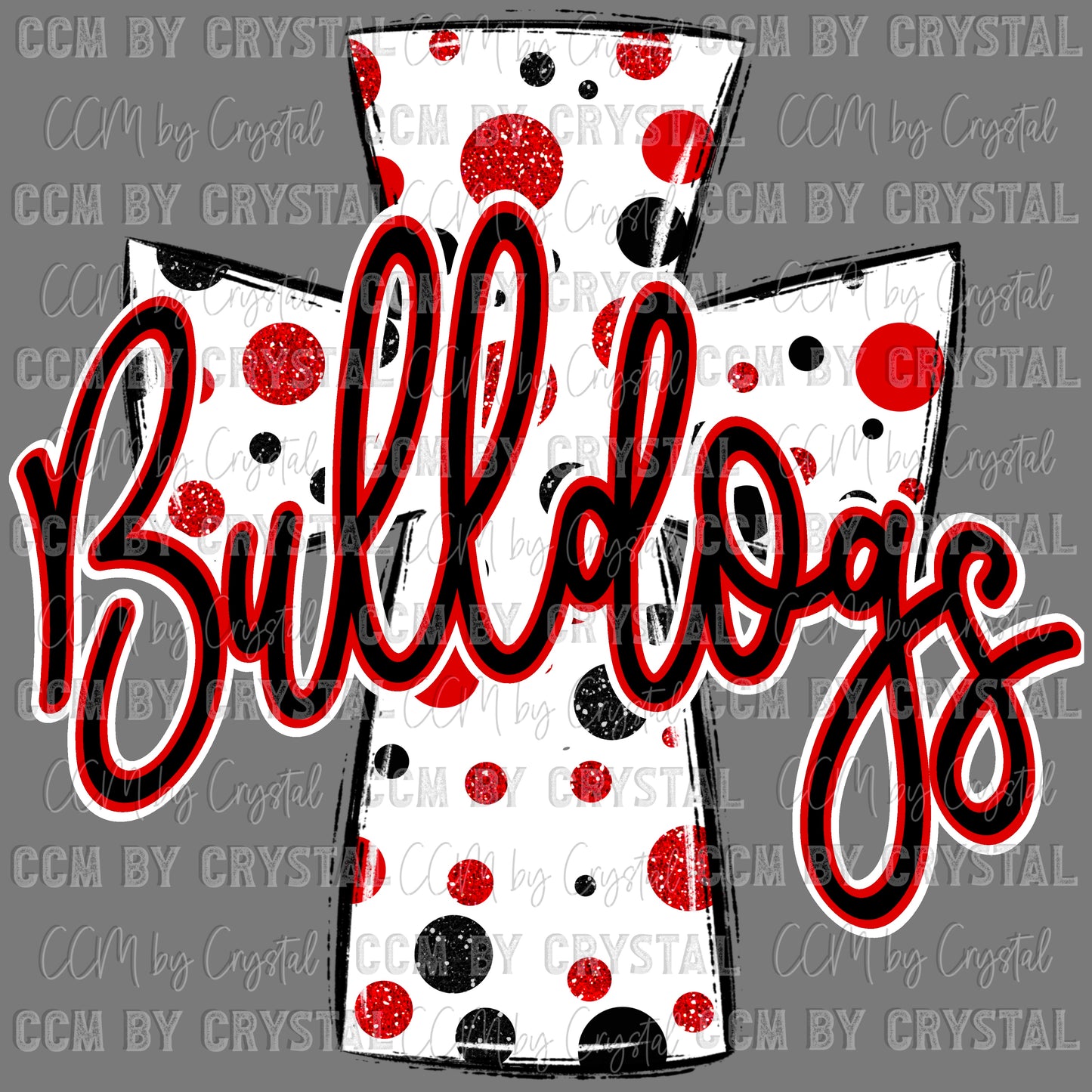 Bulldogs Cross red Mascot Ready to Press Transfer DTF Transfer Sublimation Transfer