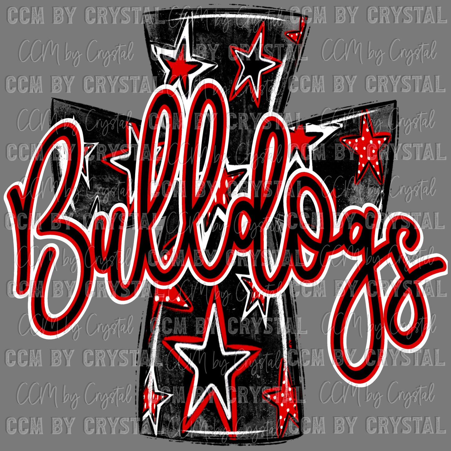 Bulldogs Cross red Mascot Ready to Press Transfer DTF Transfer Sublimation Transfer