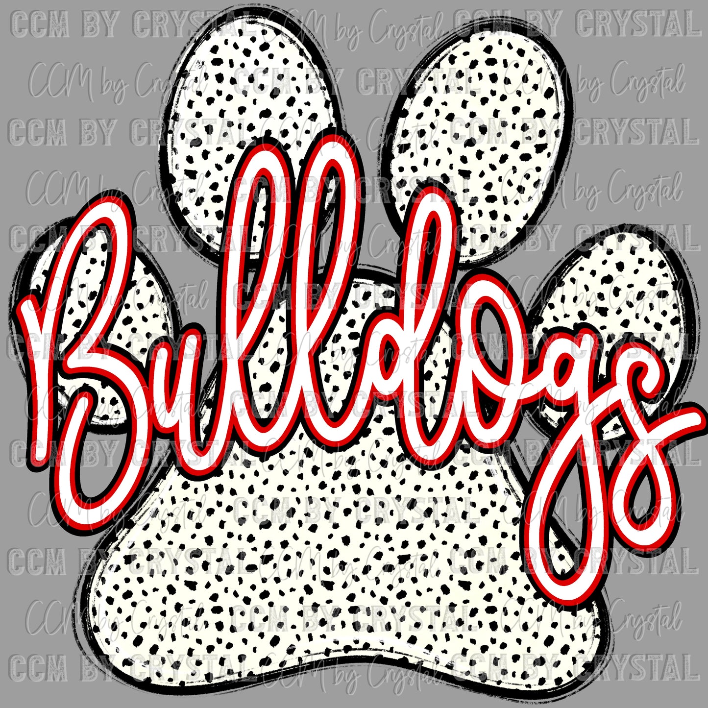 Bulldogs Paw Mascot Red Ready to Press Transfer DTF Transfer Sublimation Transfer