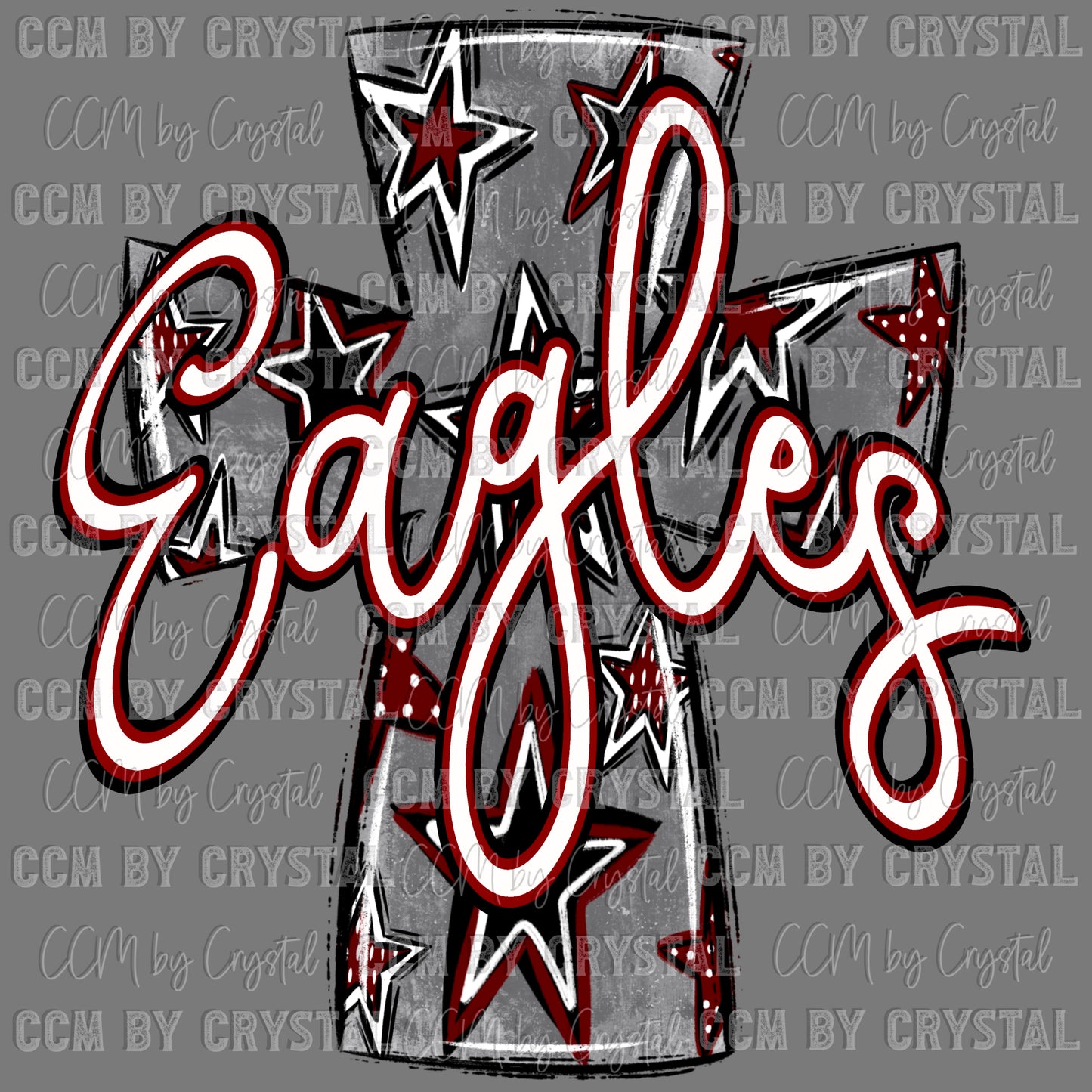 Eagles Cross Maroon Mascot Ready to Press Transfer DTF Transfer Sublimation Transfer