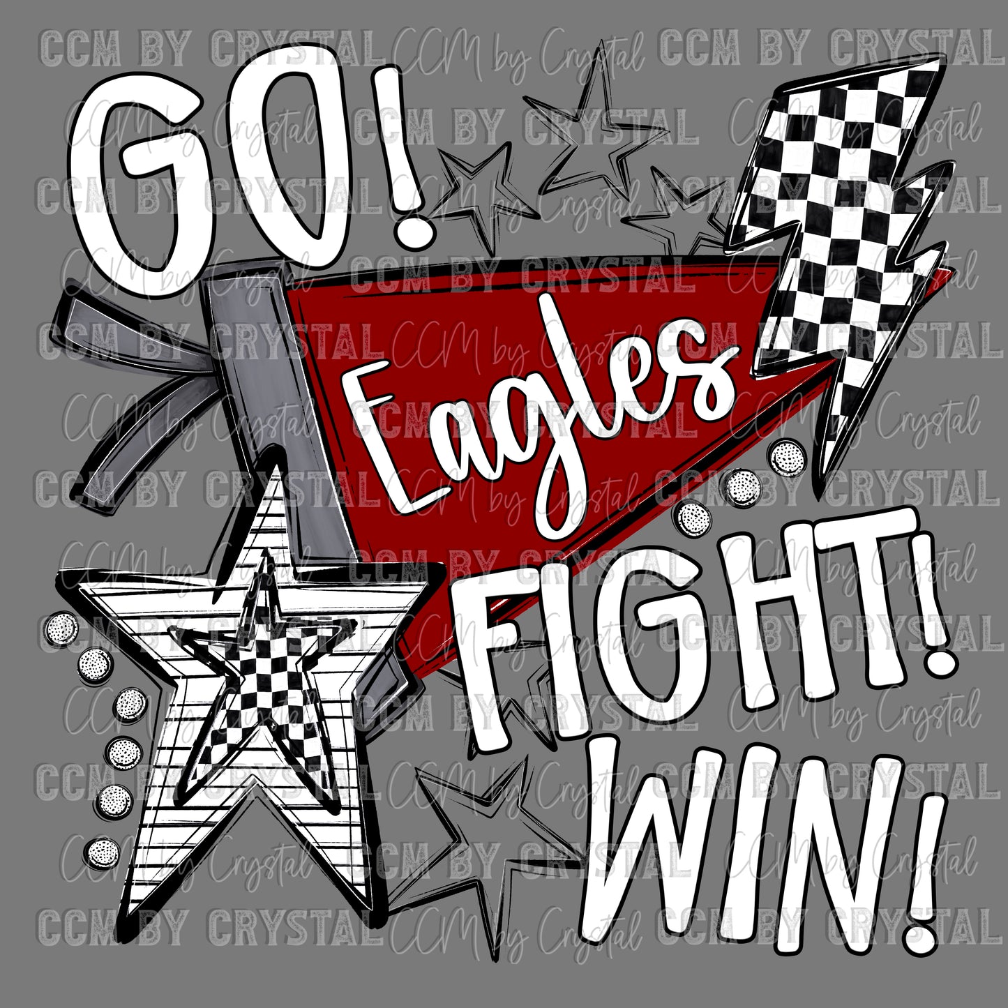Go Fight Win Eagles Maroon Mascot Ready to Press Transfer DTF Transfer Sublimation Transfer