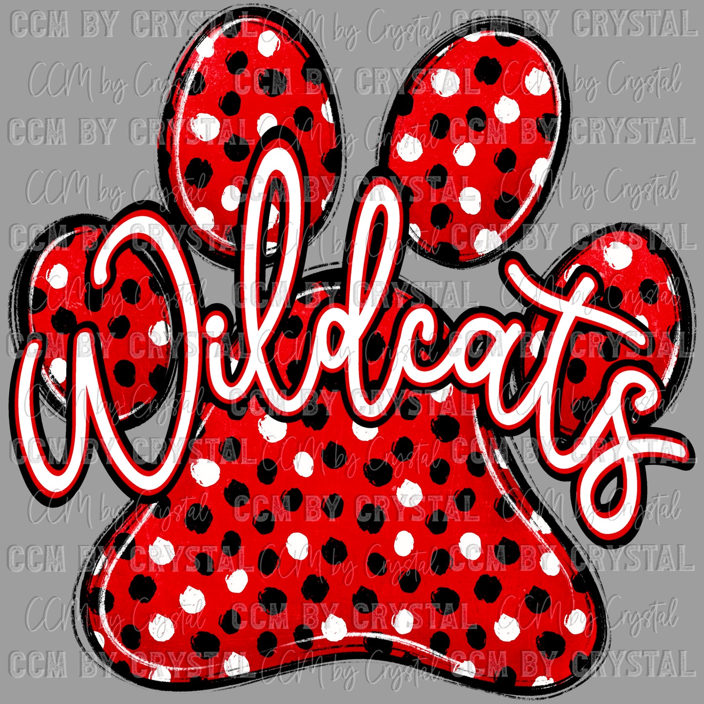 Wildcats Mascot Red PawReady to Press Transfer DTF Transfer Sublimation Transfer