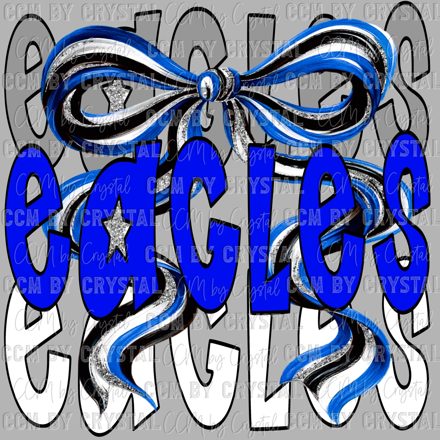 Eagles School Spirit Bow Blue Mascot Ready to Press Transfer DTF Transfer Sublimation Transfer (Copy)