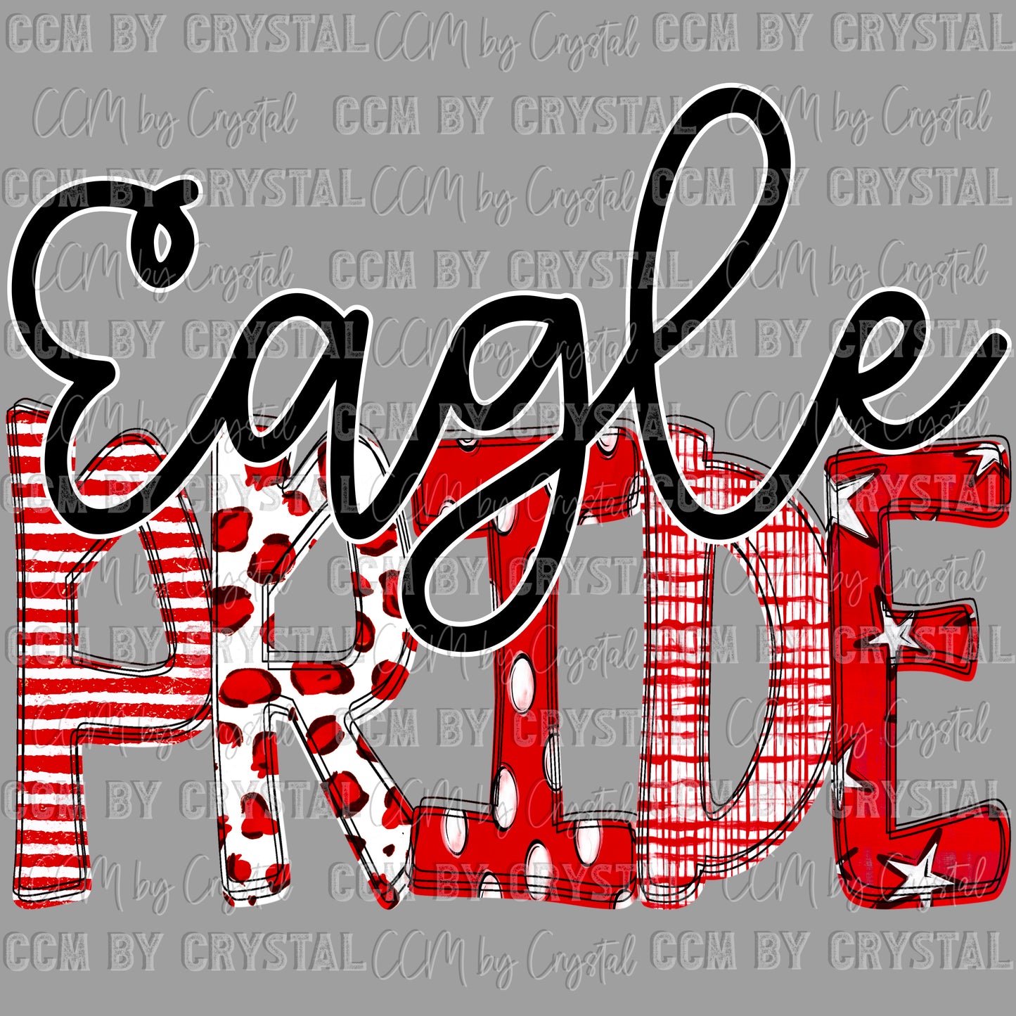 Eagle Pride Red Doodle Ready to Press Transfer DTF Transfer Sublimation Transfer
