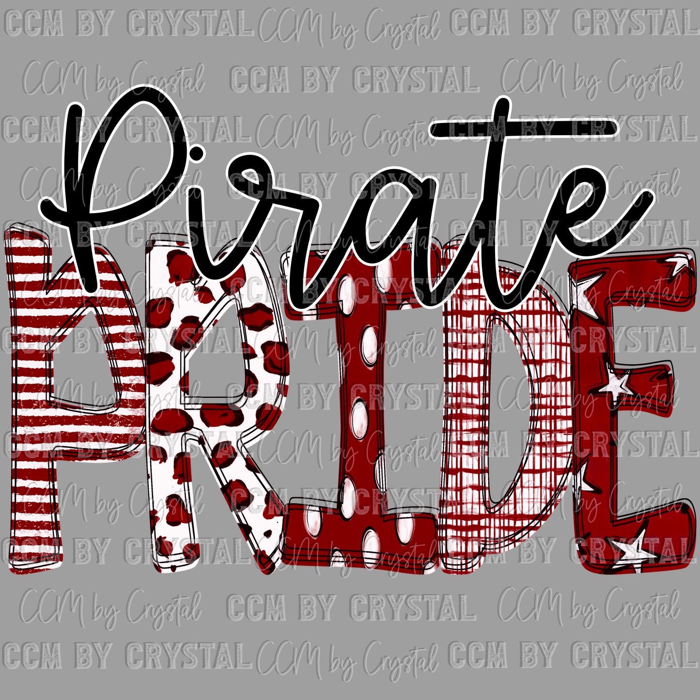 Pirate Pride Maroon Mascot Ready to Press Transfer DTF Transfer Sublimation Transfer